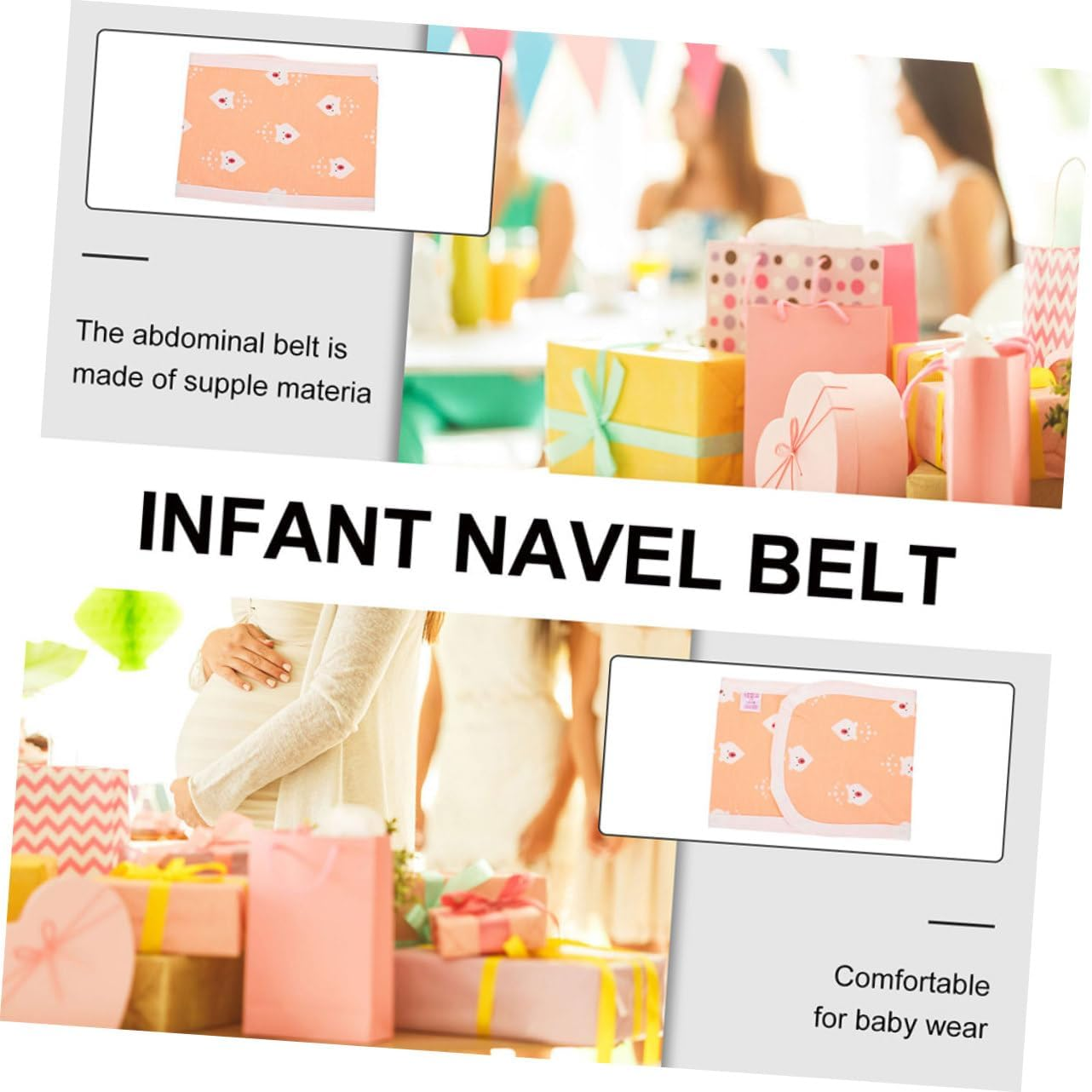 CALLARON Newborn Infant Belly Band Cotton Navel Wrap Baby Belly Button Cover 80Cm Portable Soft Breathable Cord Belt Suitable for Autumn and Winter image number 2