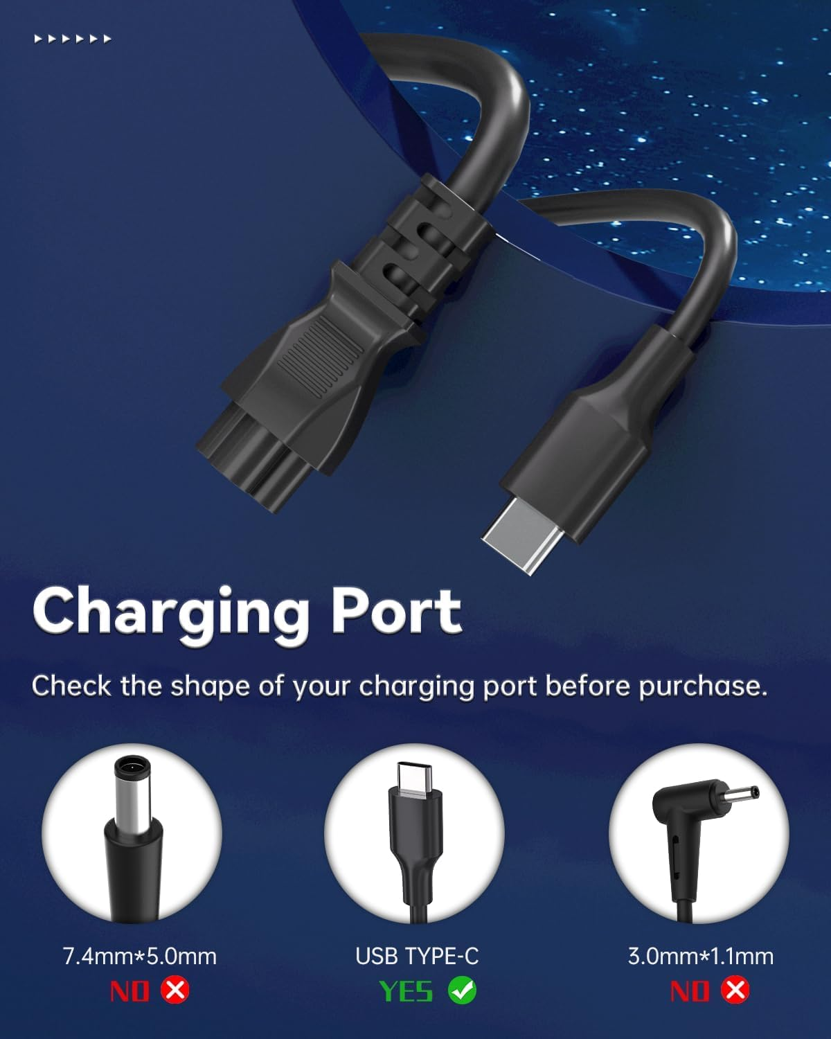 45W USB C Laptop Charger for Lenovo Chromebook 100E 300E 500E C330 S330 C340 Thinkpad T480 T480S T580 T580S E480 E580 ADLX45YIC3D Universal Type C AC Adapter Power Supply Cord image number 6