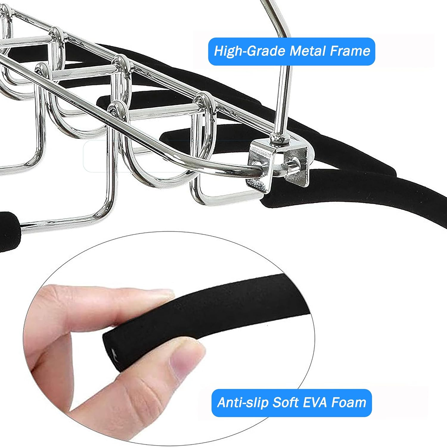 Zekroh 5 in 1 Space Saver Coat Hangers, 4 Pack Multilayer Metal Clothes Hanger anti Slip Clothes Hangers with EVA Sponge Tube, Heavy Duty Stainless Steel Hangers for Closet Storage Organizer image number 3