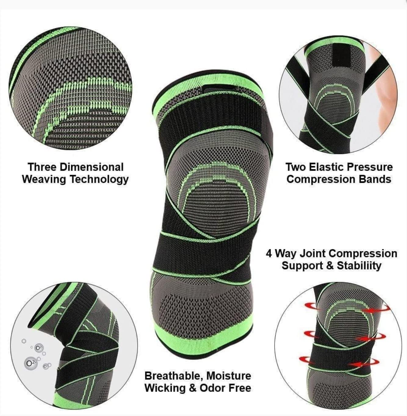 Compatible Compression Knee Support Sleeve Brace Breathable for Running Jogging Sports for Joint Pain and Arthritis Relief image number 3