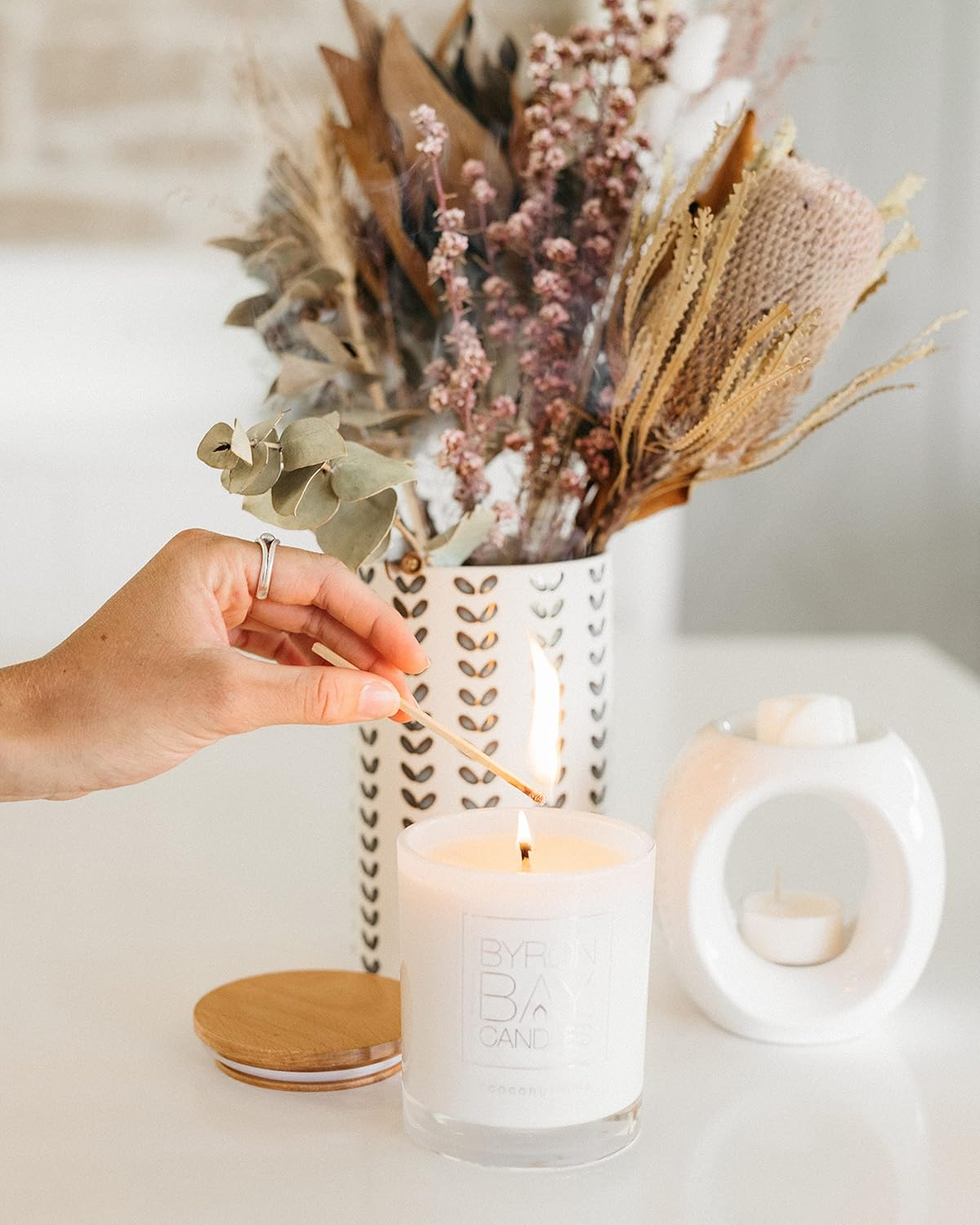 Enrich 50 Hour Large Soy Scented Candle Gift Set with Lavender Grapefruit Patchouli Essential Oils Hand Poured Eco-Friendly, Jar Natural Aromatherapy Relaxation Soy Candle for Women image number 2