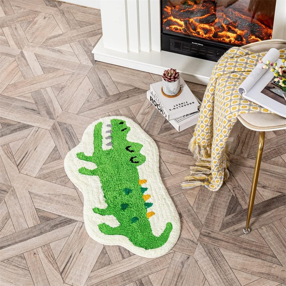 Cute Soft Crocodile Shaped Animals Bath Mat Area Rug for Bedroom Kitchen Bathroom Floor Water Absorption Non-Slip Small Carpet Door Mat Playmat 19.7In X 29.5In/50X75Cm image number 5
