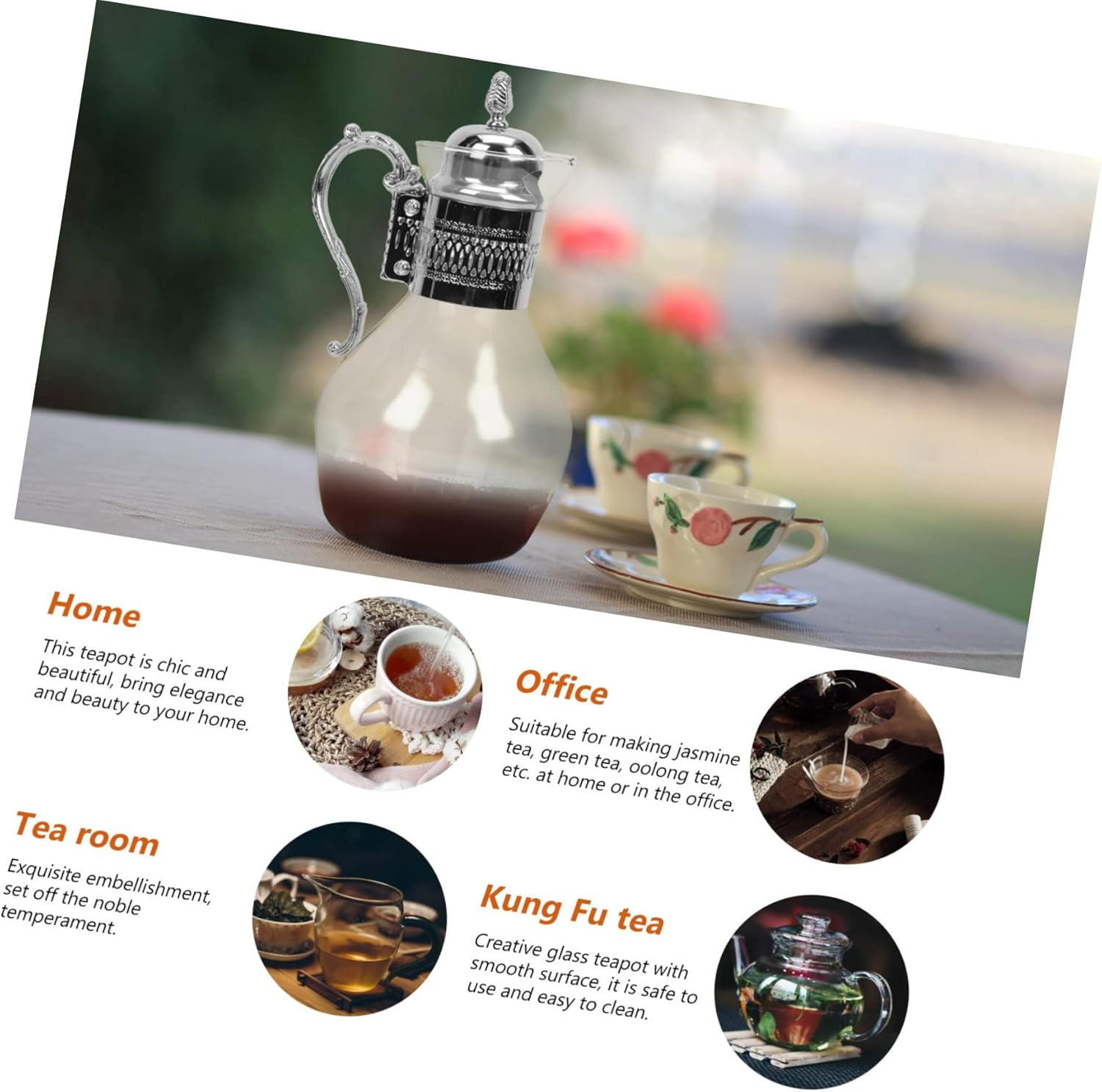 Household Japanese Teapot Turkish Home Shop Pot Pots Bottle for Maker Warmer Silver Kettle Restaurant Party Coffee China Use Glass Supplies Espresso Arabic Tea European Cold Style image number 5