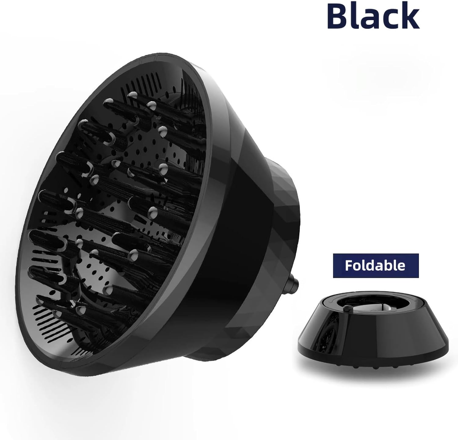 Jxkgenix Universal Diffuser for Hairdryer, Universal Hair Diffuser, Hair Dryer Diffuser Attachment for Curly and Wavy Hair, Adjustable from 3.8Cm to 8.2Cm (Black) image number 6