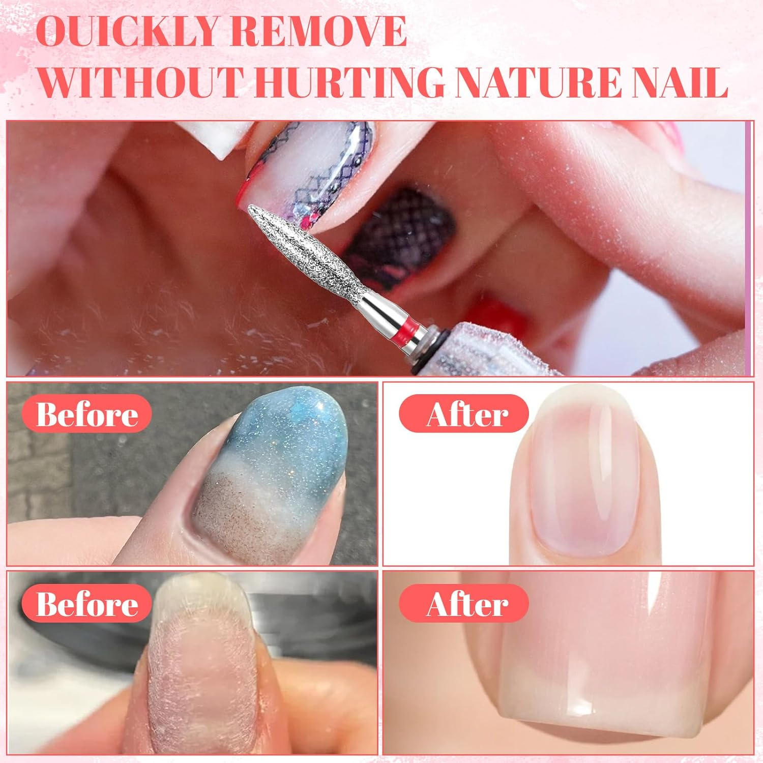 6Pcs Diamond Flame Cuticle Drill Bits for Nails, Professional Acrylic Nail File Drill Bit, 3/32'' (2.35Mm), Nails File Machine Nail Salon Supply(Red)