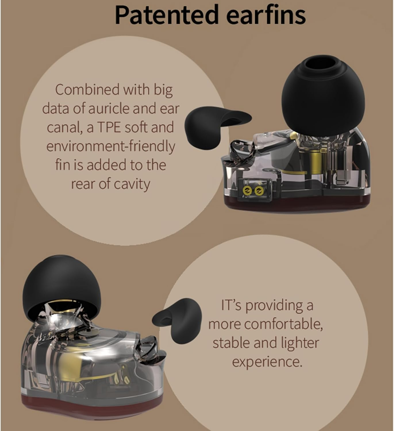 Generic Coffee Bean in Ear Earphones 1DD Driver Noise Canceling Stage Monitor Headphones Immersive Hi Fi Stereo Sound Wired Gaming Earbuds image number 3