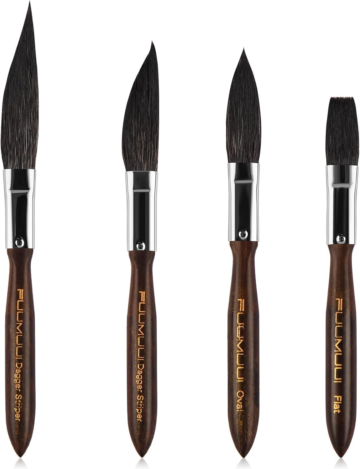 Squirrel Hair Pinstriping Brushes - 4 Squirrel Hair High Performance Striping Brushes, Multiple Sizes, Sword Liner Artist Brush, Sign Painting Brushes, Scroll Brushes - Watercolour Brushes