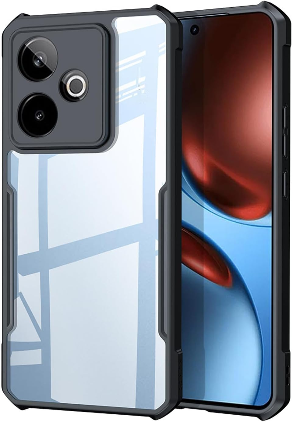 Guizzcg for Oppo A5 Pro 5G Case, Ultra-Thin Cover Soft TPU Bumper + Acrylic Clear Back Military Grade Airbags Shookproof Drop Protection,Black image number 2