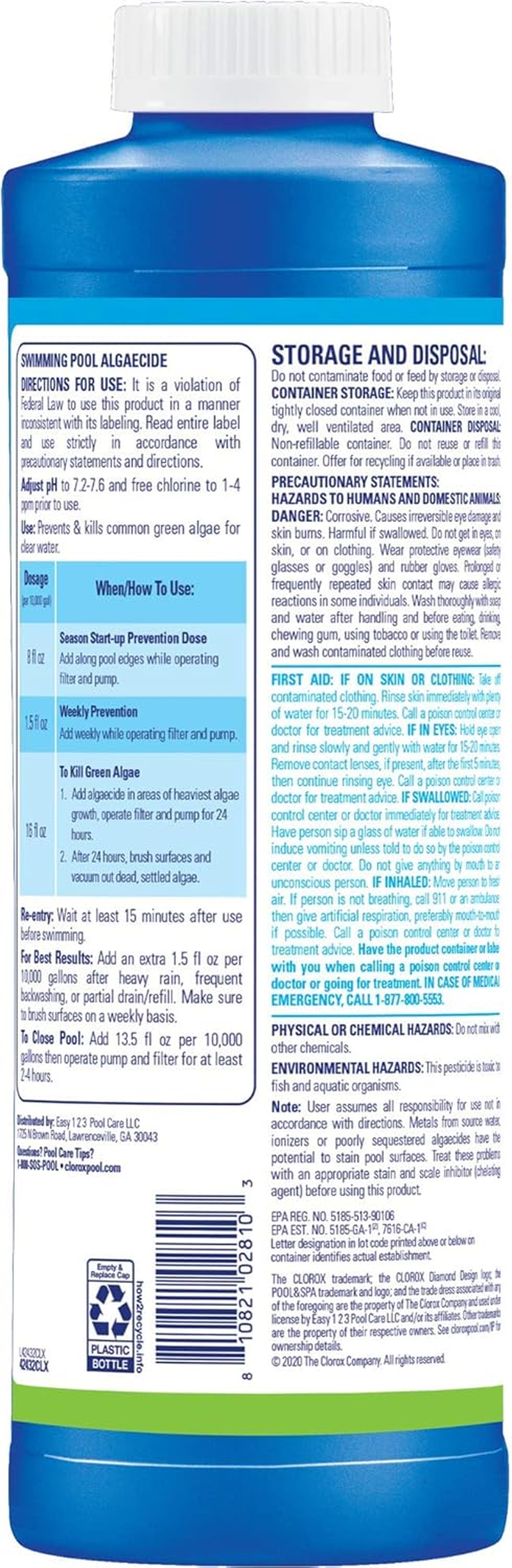 Clorox Pool&Spa Green Algae Eliminator 1-Quart 42032CLX