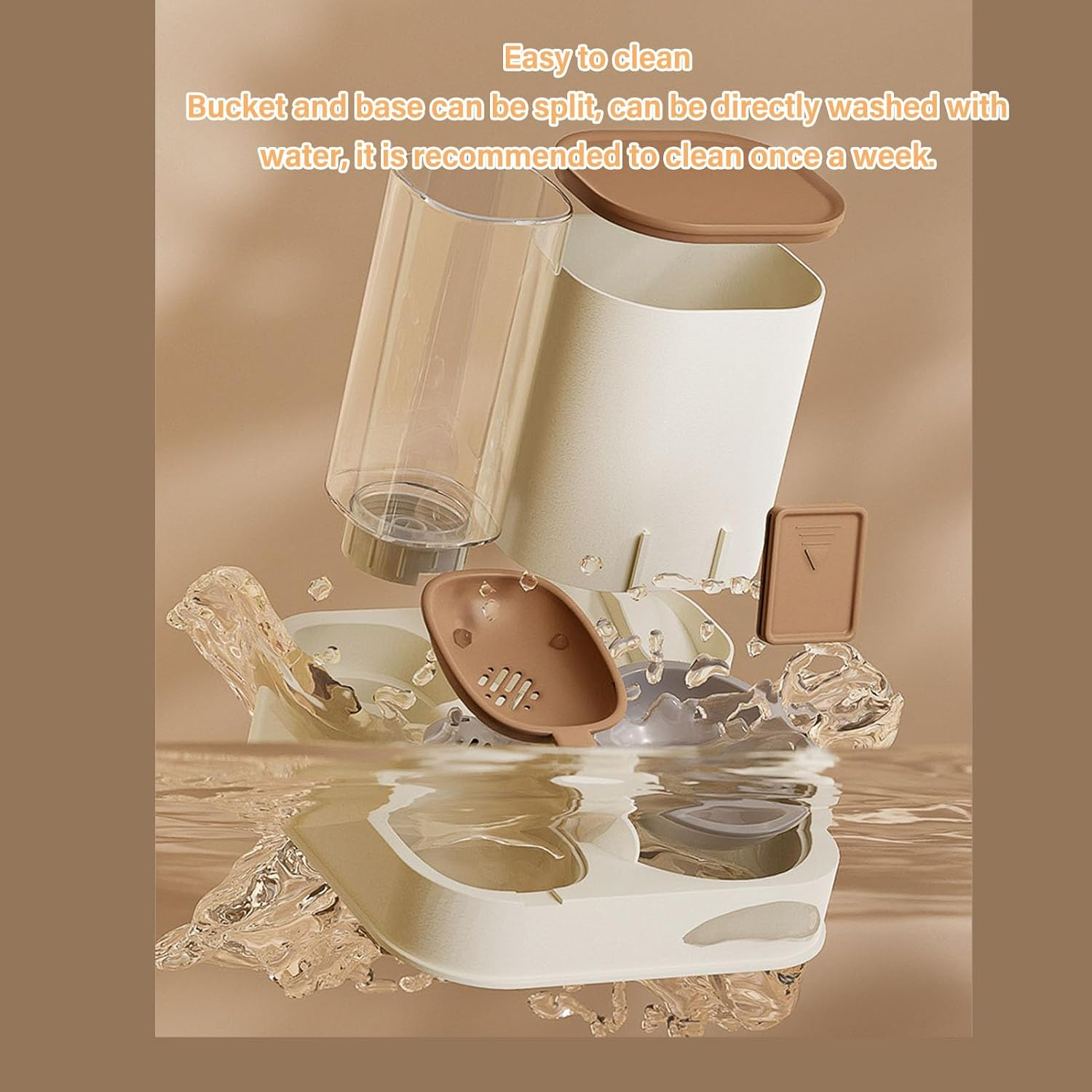 Pet Feeder and Water Dispenser, 2 in 1 Automatic Pet Waterer with Large Capacity Food Dispenser, Detachable, Easy to Clean, for Small to Large Pets image number 6