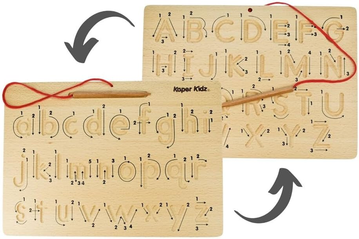Kaper Kidz - WT362 ALPHABET TRACING BOARD DOUBLE SIDED: Upper and Lower Case Letters, Directional Arrows, Grooved Surface - Educational Tool for Preschool and Kindergarten Prep image number 5