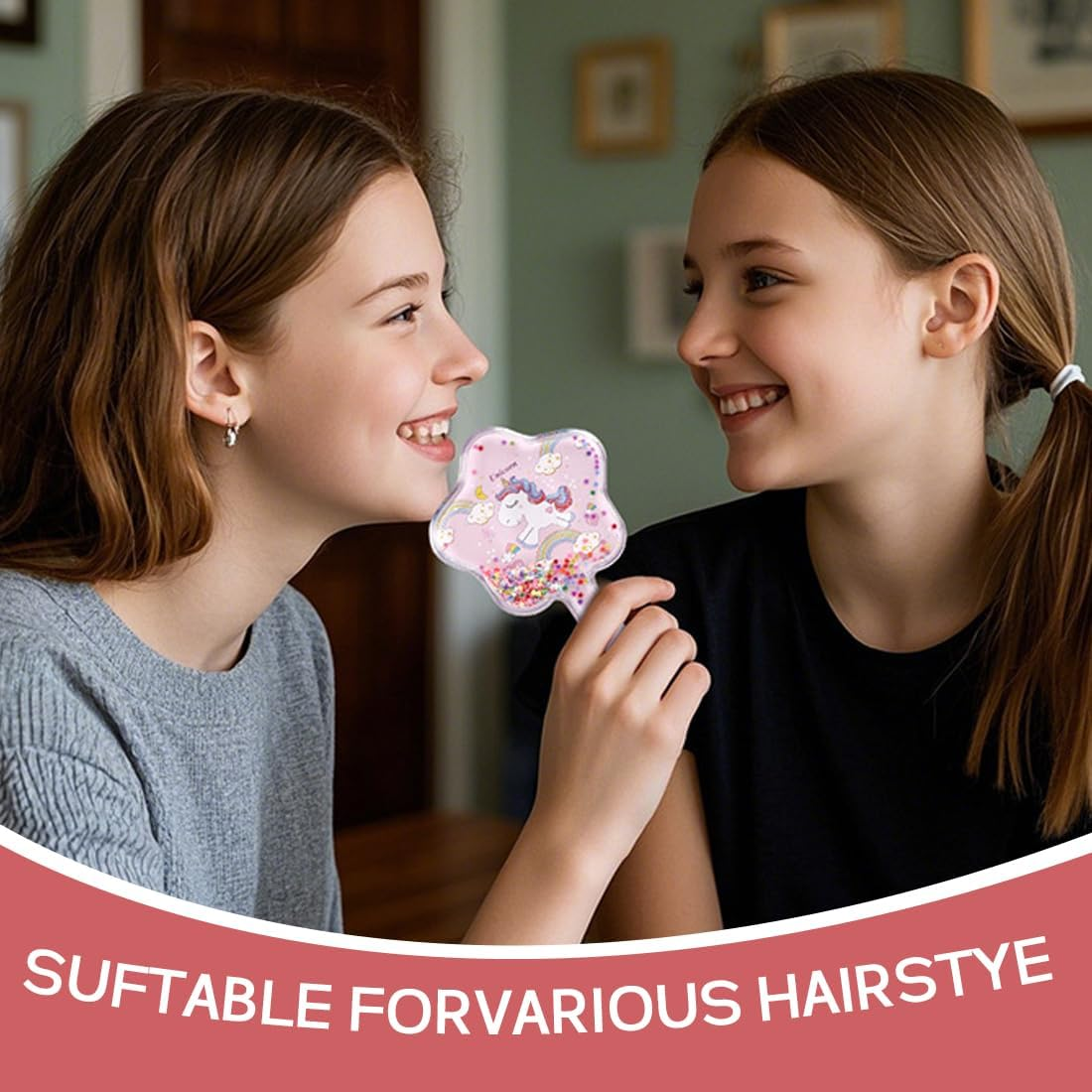 XUZOPIM Hair Brush for Little Girls and Children, Cartoon Hair Brush Children, Toddler, Unicorn Glitter Bristle Brush for All Hair Types image number 1