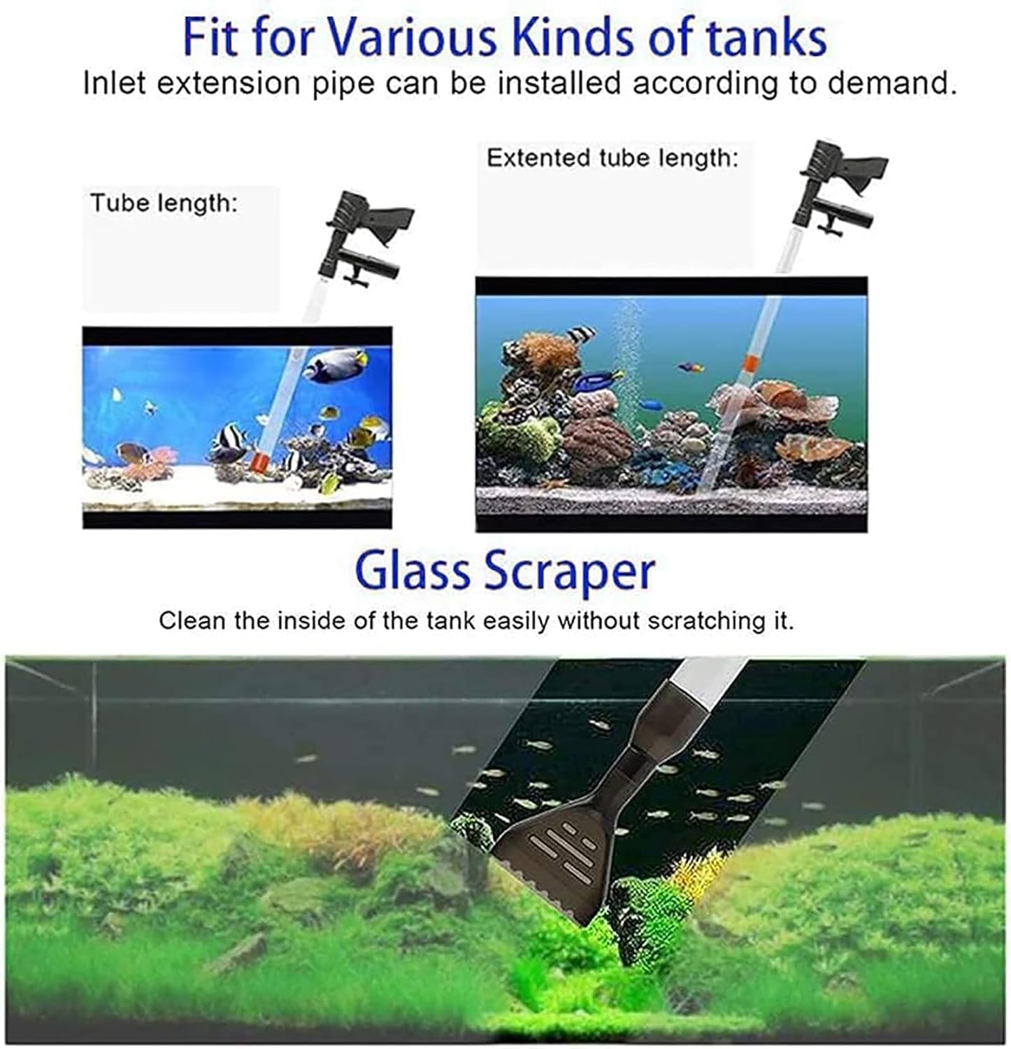 Fish Tank Gravel Cleaner, 2024 Newly Upgraded Aquarium Gravel Cleaner Vacuum Fish Tank Vacuum Cleaner Tools for Aquarium Water Changer for Fish Tank Cleaning Gravel and Sand image number 3
