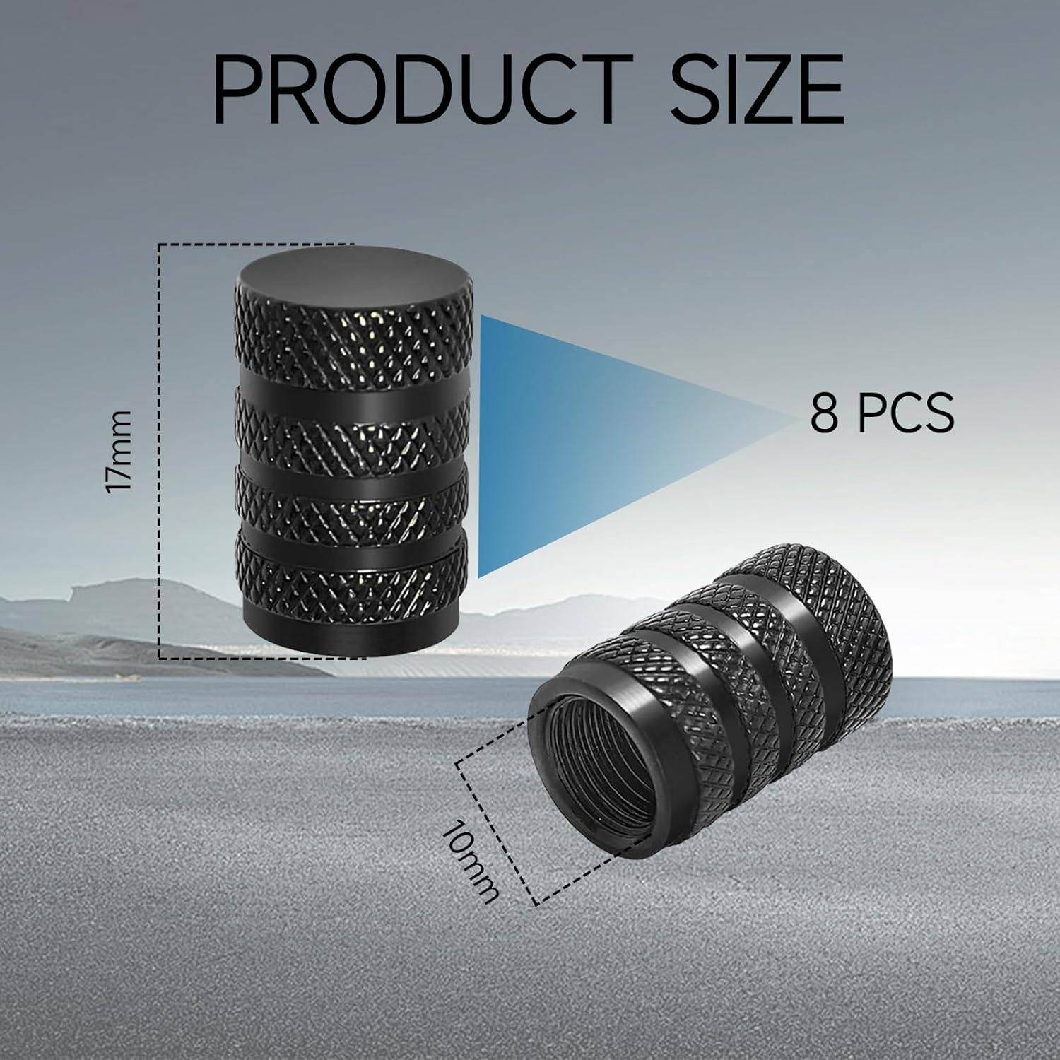 8 Pcs Tyre Valve Caps,Black Dust Caps for Car Tyres Tire Valve Stem Caps,Durable Universal Aluminum Tyre Dust Caps Stem Cover for Cars, Bike and Bicycle, Trucks, Motorcycles image number 1