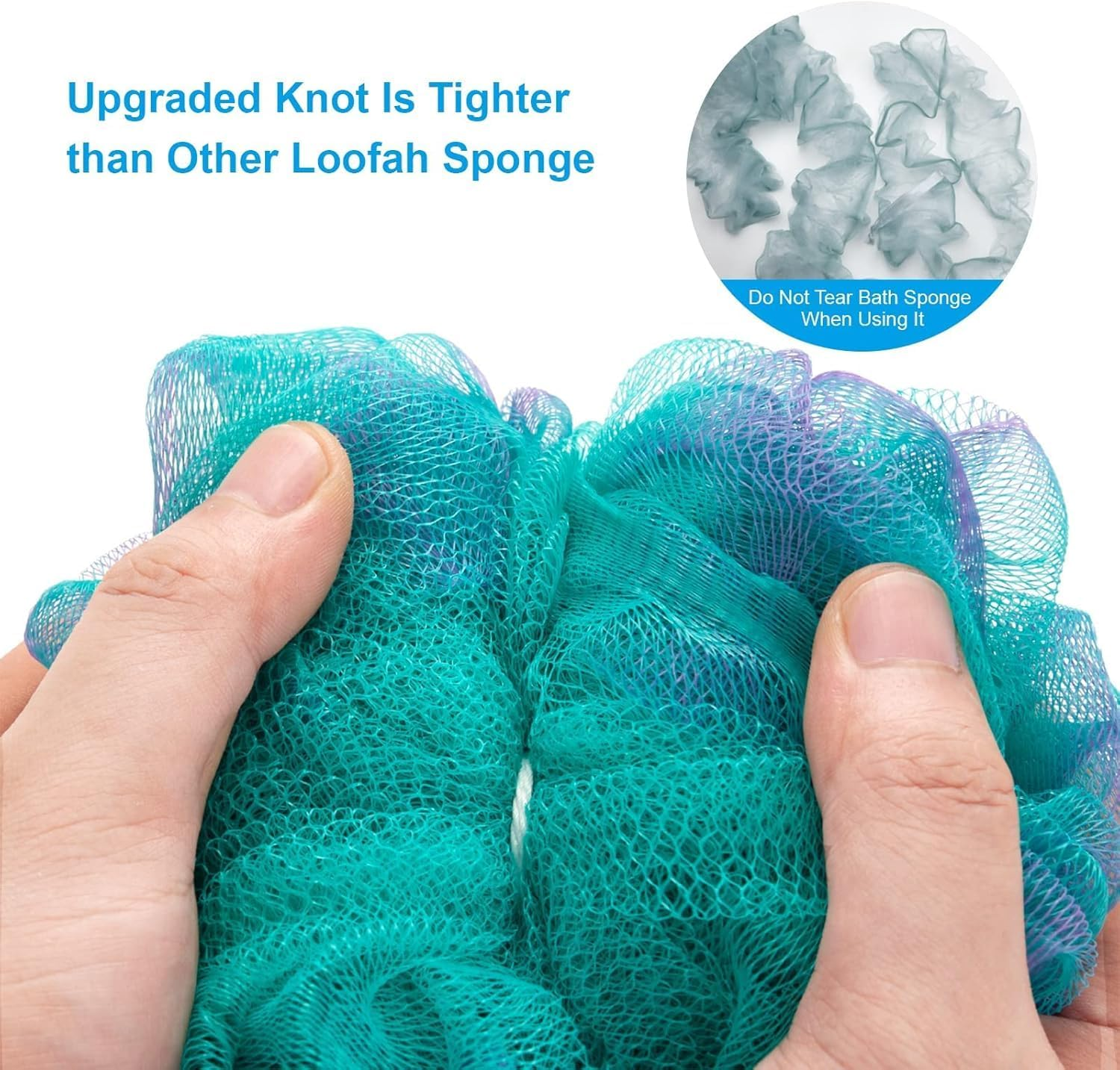 Shower Sponge Loofah Back Scrubber, PE Soft Mesh Loofah Body Scrubber with Long Wooden Handle, Bath Sponge for Men Women (Green) image number 6