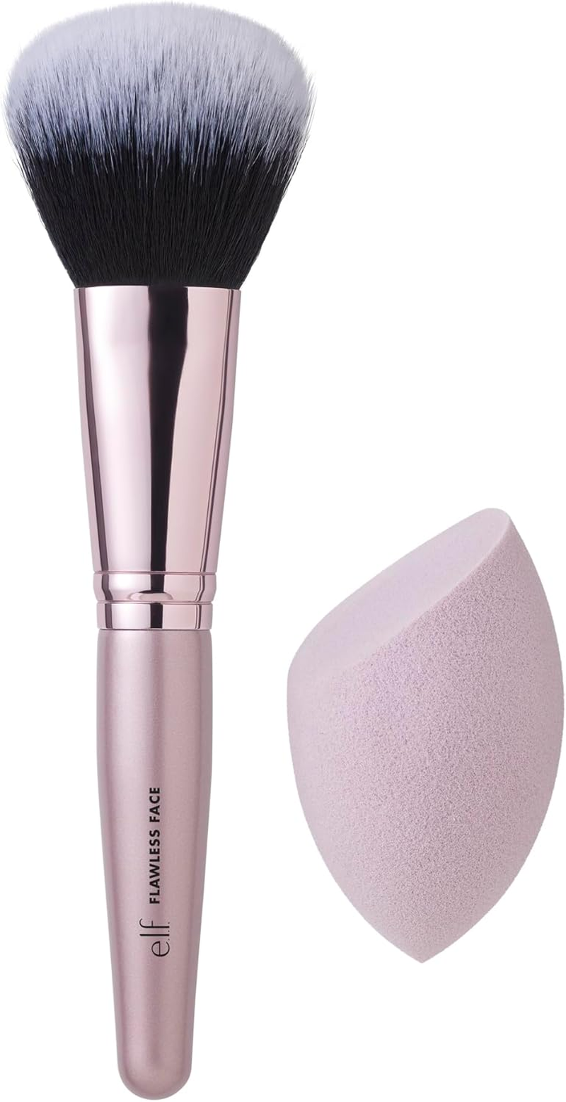 E.L.F. Cosmetics Complexion Brush & Sponge Duo, 2-Step Face Sponge & Makeup Brush Kit for Creating a Flawless Complexion, Great for Liquid Foundation image number 3