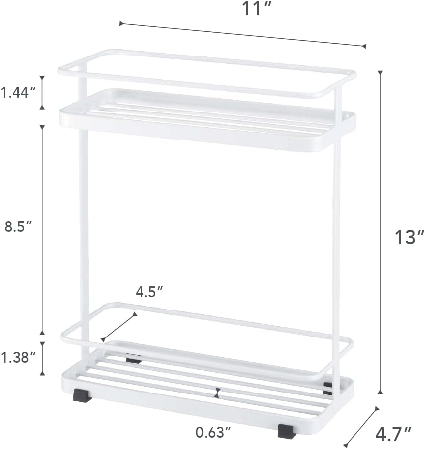 Yamazaki Home Bath Rack-Bathroom Storage Holder, Shelf Organizer | Steel | Short | Shower Caddy, White image number 4