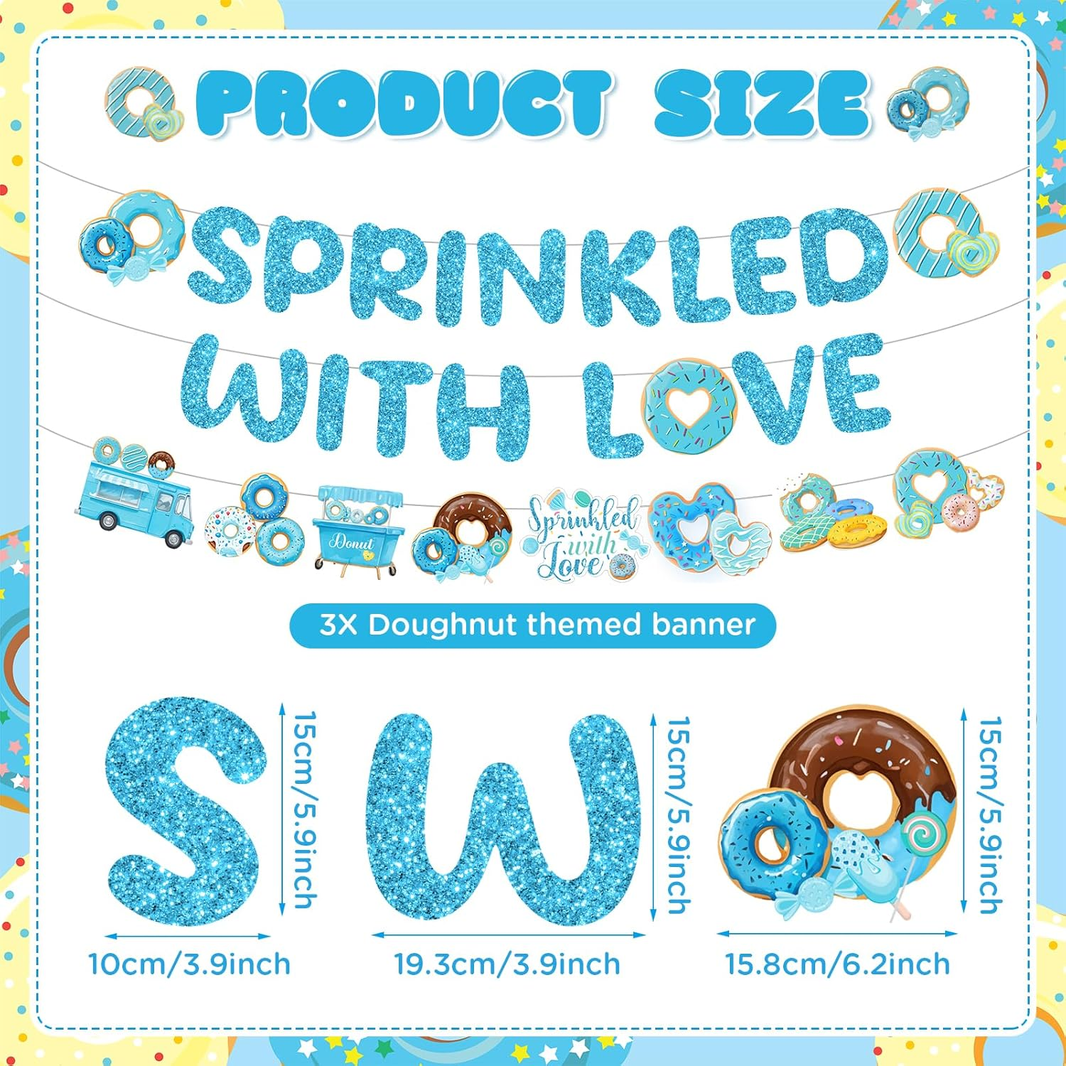 Sprinkle Baby Shower Decorations for Boy Sprinkled with Love Banner image number 5