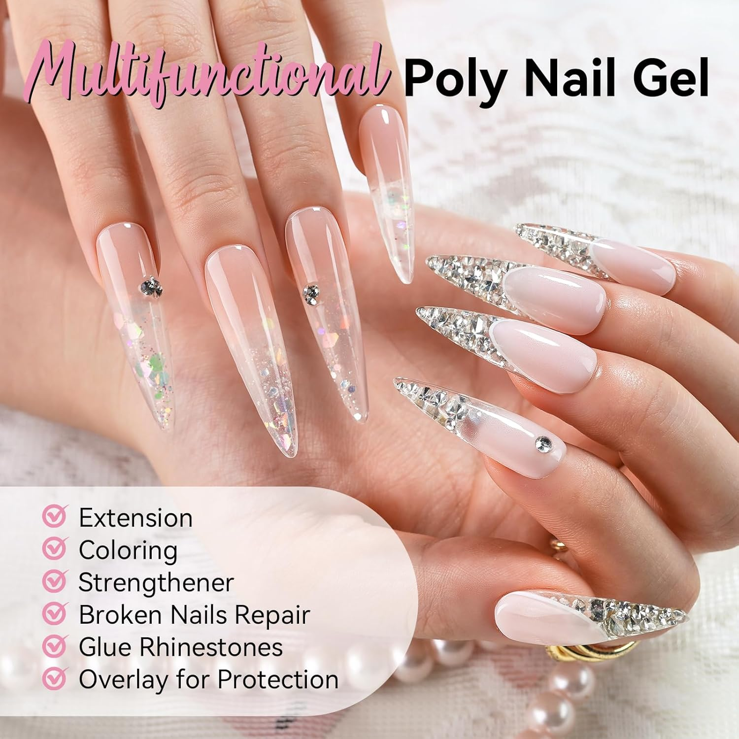 Makartt P-21 Clear Poly Nail Gel 50ML 1.76Oz Builder Gel Nail Extension Gel Nail Enhancement Nail Thickening Tool image number 3