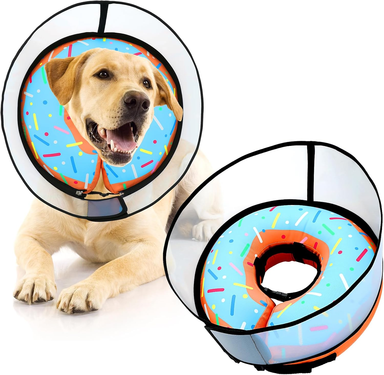 TMEOIIPY Inflatable Dog Cones for Large Dogs, Soft Dog Cone Collar Alternative after Surgery, Adjustable Dog Donut Cone Protective Elizabethan Collar Pet Collar to Stop Licking-L image number 3