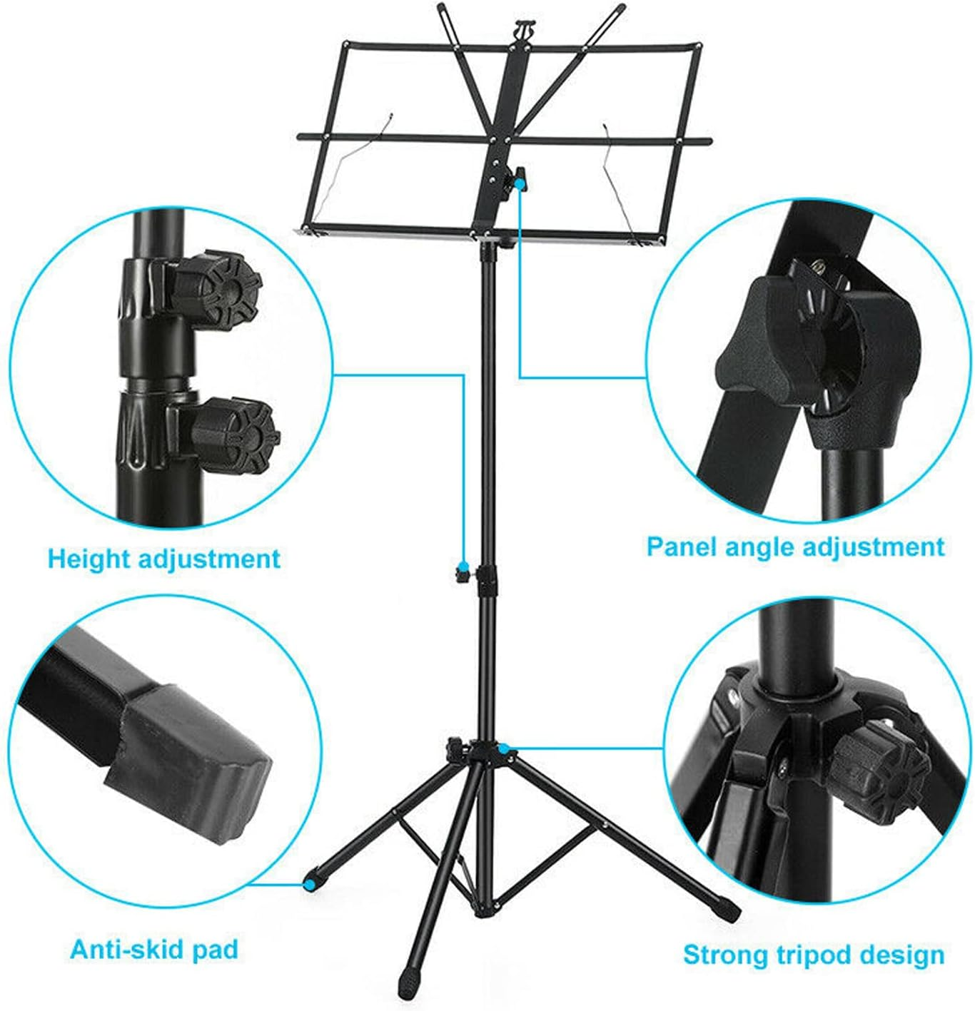 Foldable Sheet Music Stand Tripod Holder with Carry Bag for Stage Performence image number 4