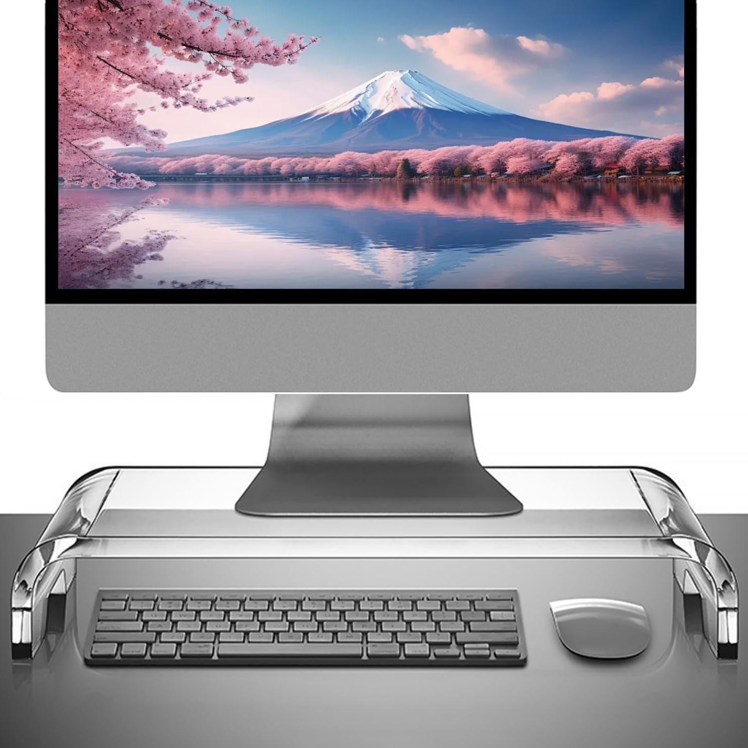 Clear Acrylic Monitor Stand Riser1/ 2 Tier, 5.12 Inches High Clear Computer Desk Organizer Shelf for Multi Media PC Storage Laptop，Multimedia Riser for Home Office (Transparent, 40&times;20&times;12Cm（Two Floors）) image number 6