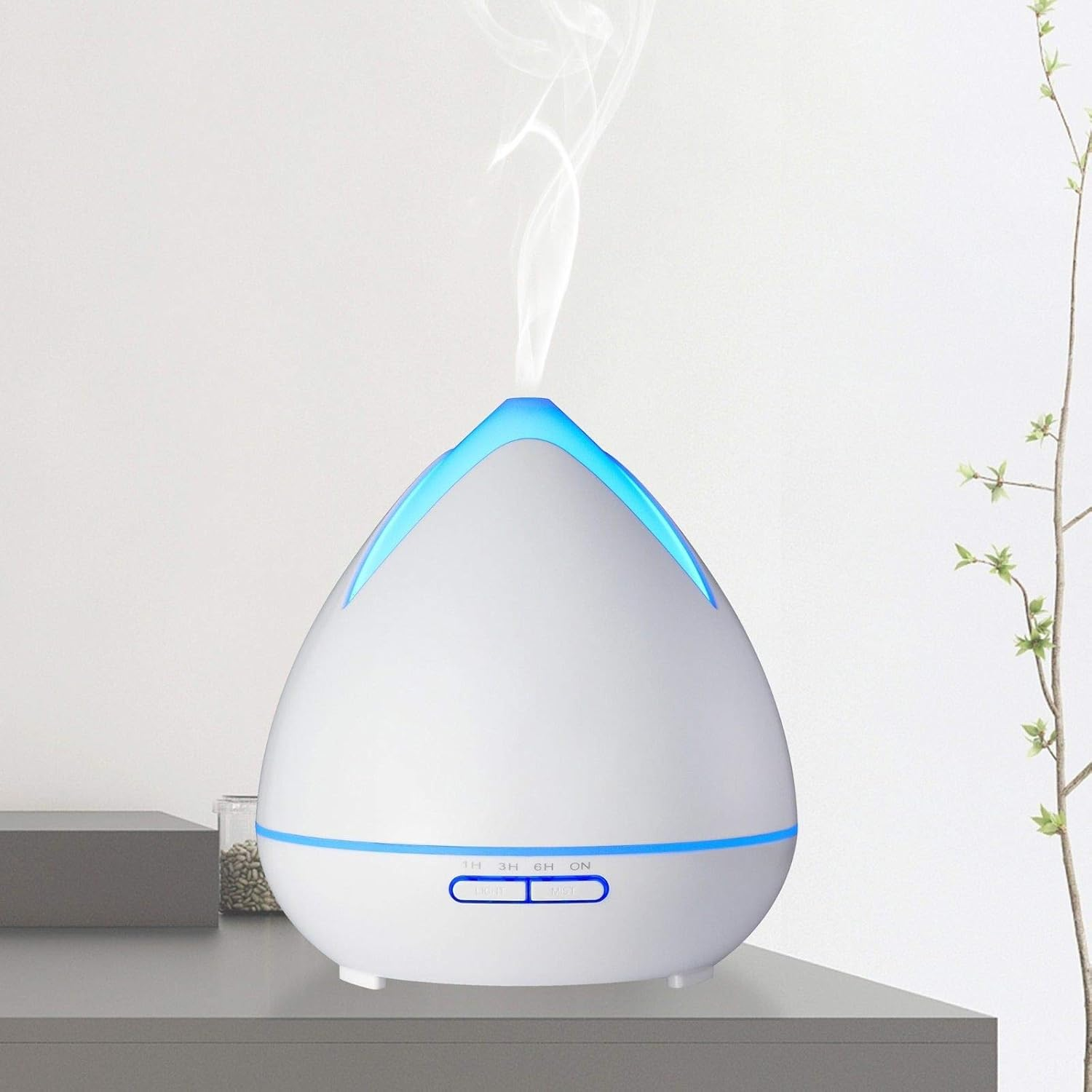 Purespa Diffuser Humidifier Serene Aromatherapy 400Ml Capacity with 3 X Aroma Diffuser Oils (Kiwi and Lime, Lily and Lotus, And, Apple and Dewberry) Night Light 7 LED Mood Lights (White) - Light Wood image number 6