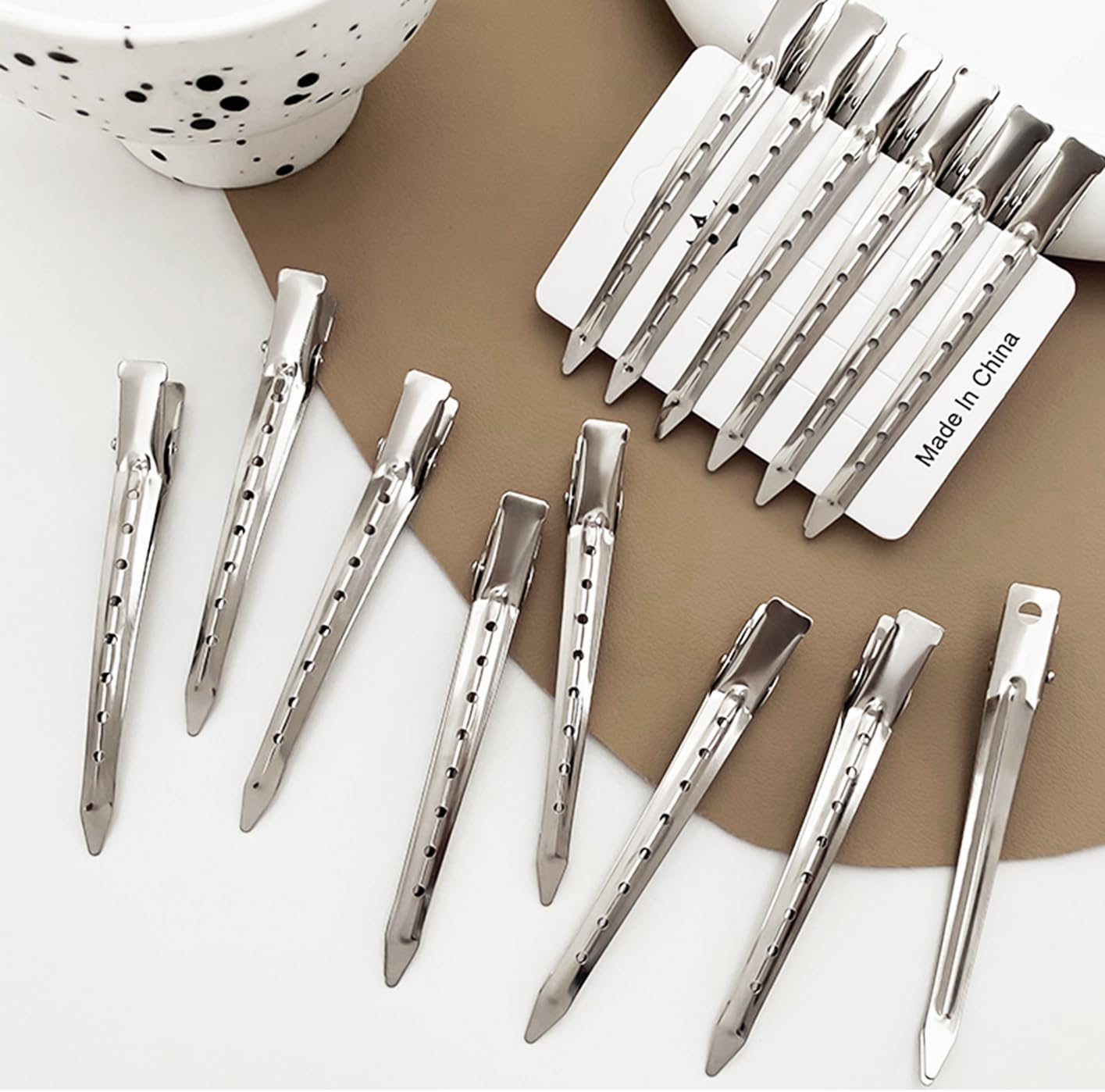 AYNKH 30 Pieces Duck Bill Hair Clips with Styling Comb, 1.8Inch/3.5Inch Silver Metal Rustproof Alligator Curl Clips with Holes for Hair Styling Coloring Sectioning Salon Hairdressing Accessories image number 3