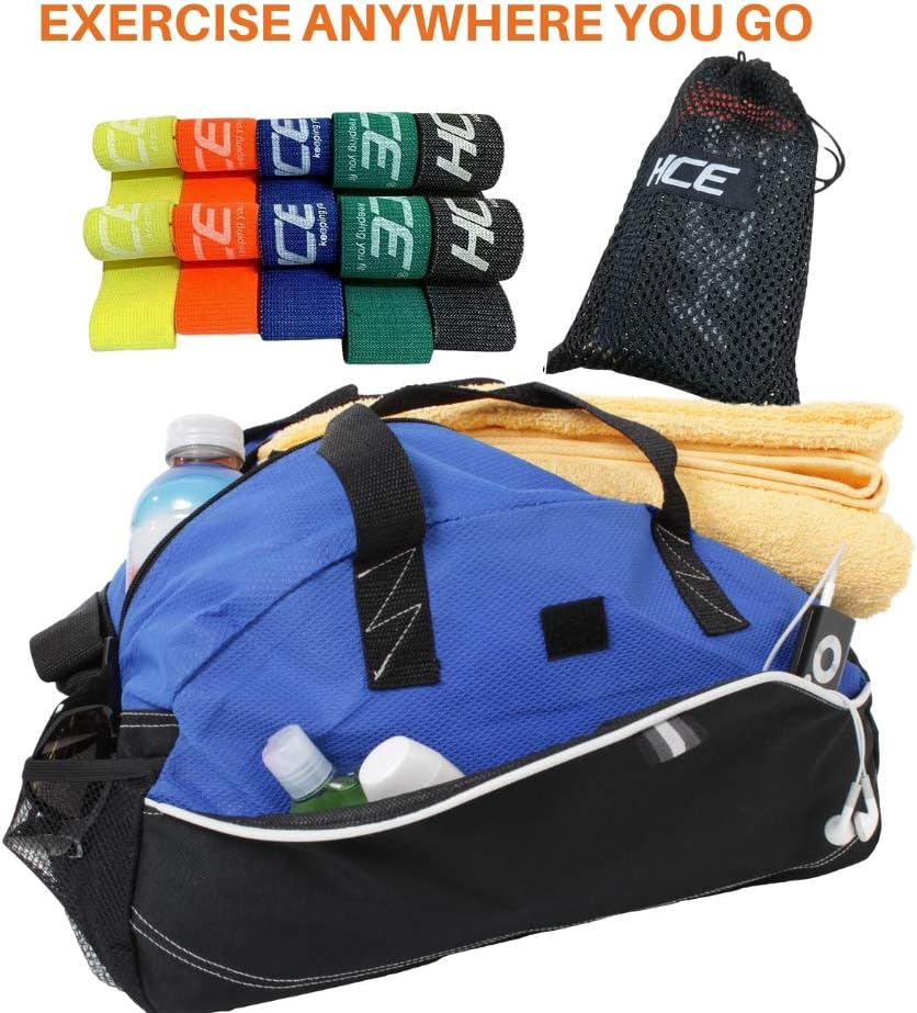 HCE Resistance Bands Set with Handles - Exercise Resistance Bands Training Tubes with Handles, Ankle Straps, Door Anchor, Exercise Mat, Shaker Bottle,Carry Bag image number 6
