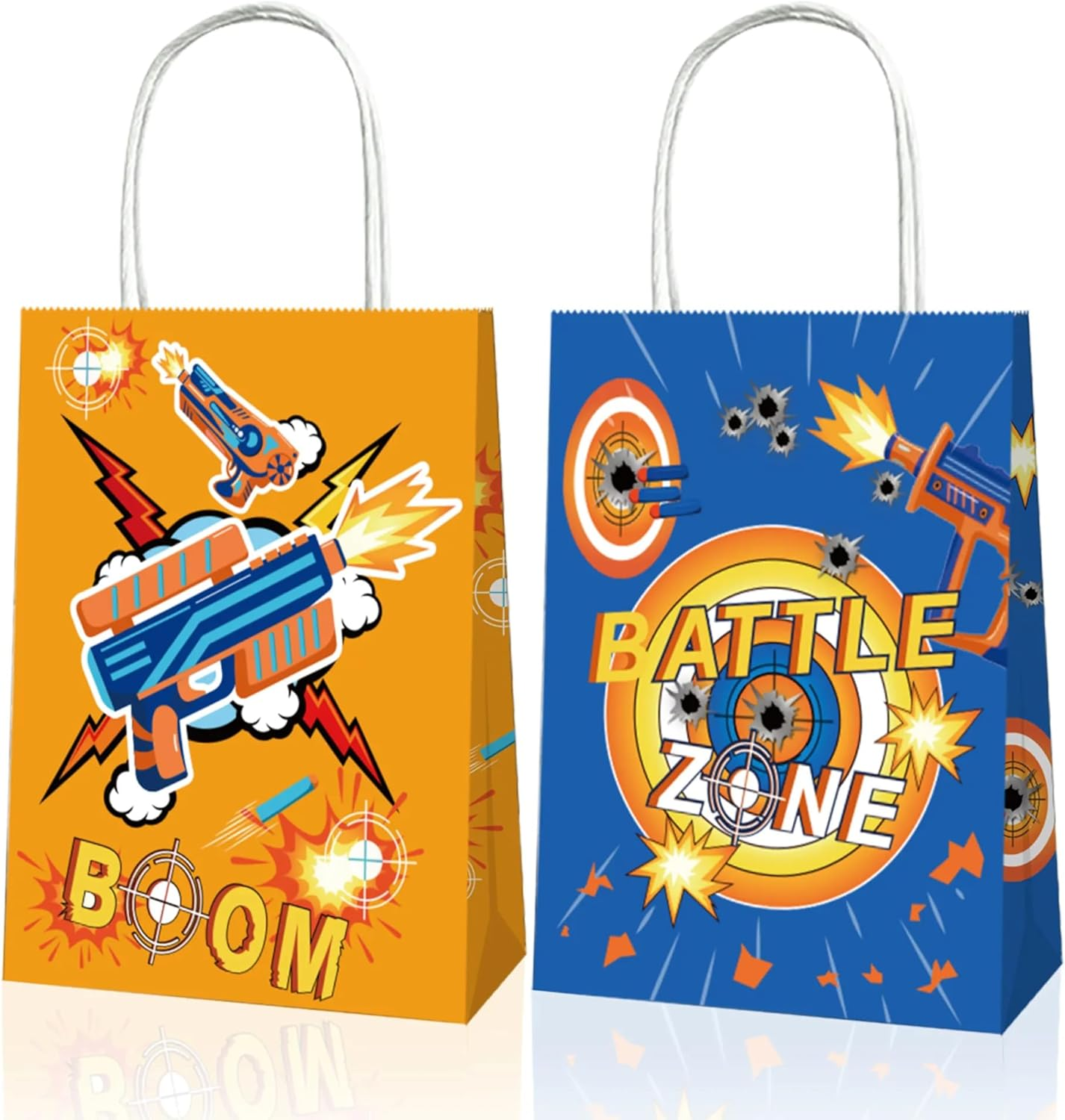 12X Dart Battle Blue Orange Party Supplies Birthday Decoration Paper Bag Kids Lolly Bag Favour Box Kraft Treat Box Gift Box Gable Box Gift Bag Themed Party Bag image number 1