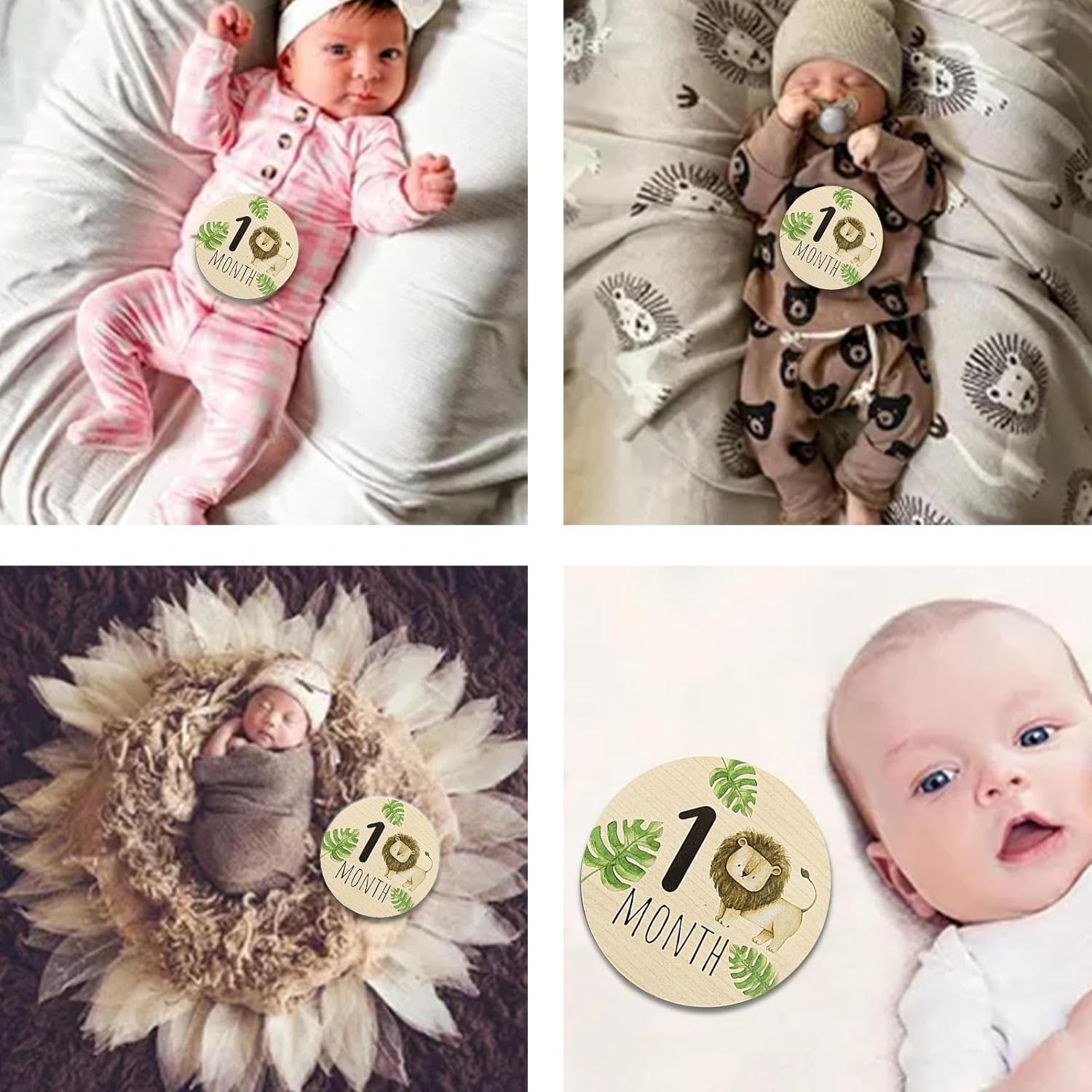 Baby Monthly Milestone Cards - 7Pcs Baby Announcement Sign, Babies Growth Tracker | Baby Monthly Milestone Wooden Signs, First Year Keepsake for Girls, Boys, Kids, Children, Toddler, 3.94X3.94 In image number 4