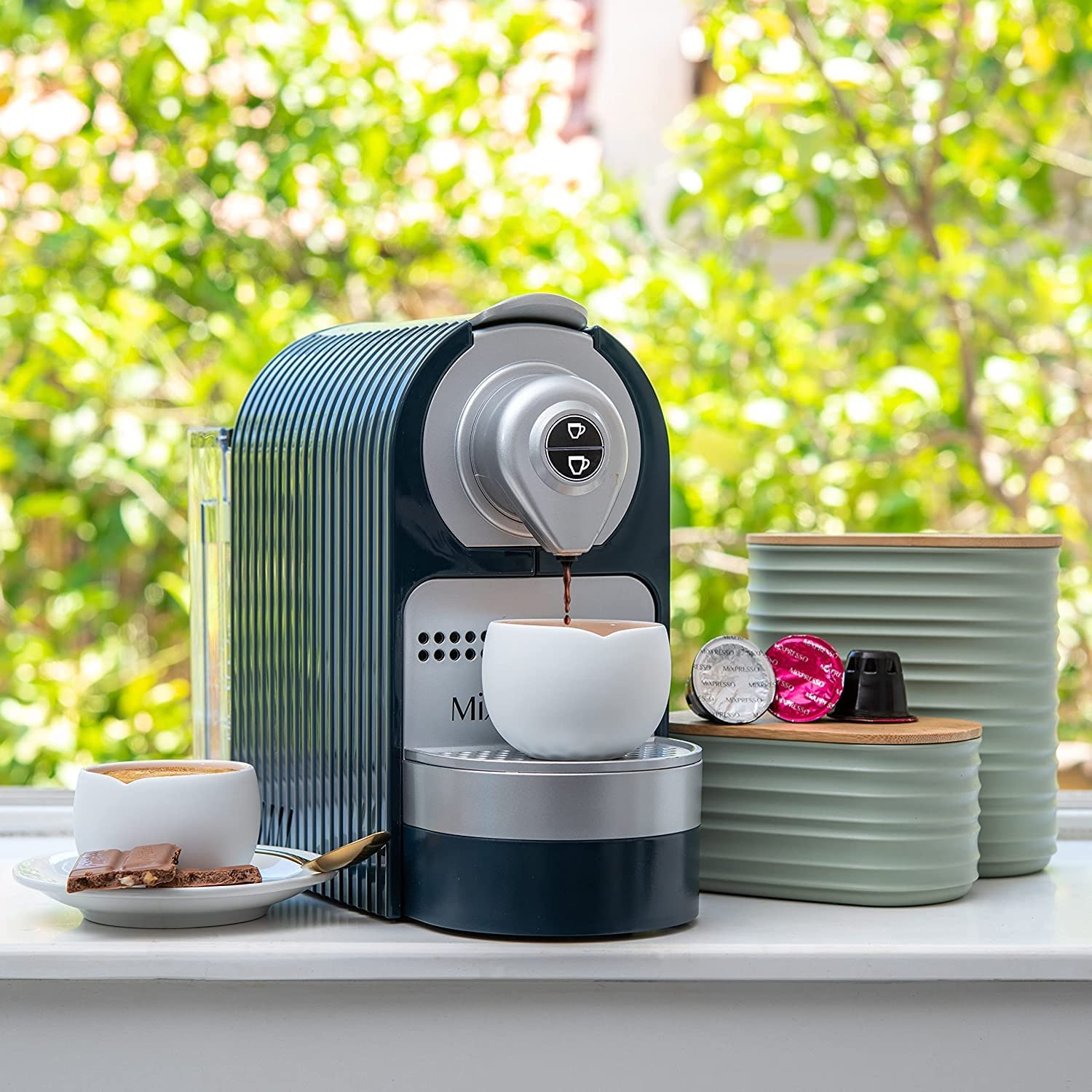 Mixpresso Olive Green Canisters Sets for the Kitchen &ndash; 3-Piece Airtight Plastic Sugar Container Set with Bamboo Lids in Three Different Sizes &ndash; Decorative Modern Storage Jars for Coffee &Tea - Black image number 7