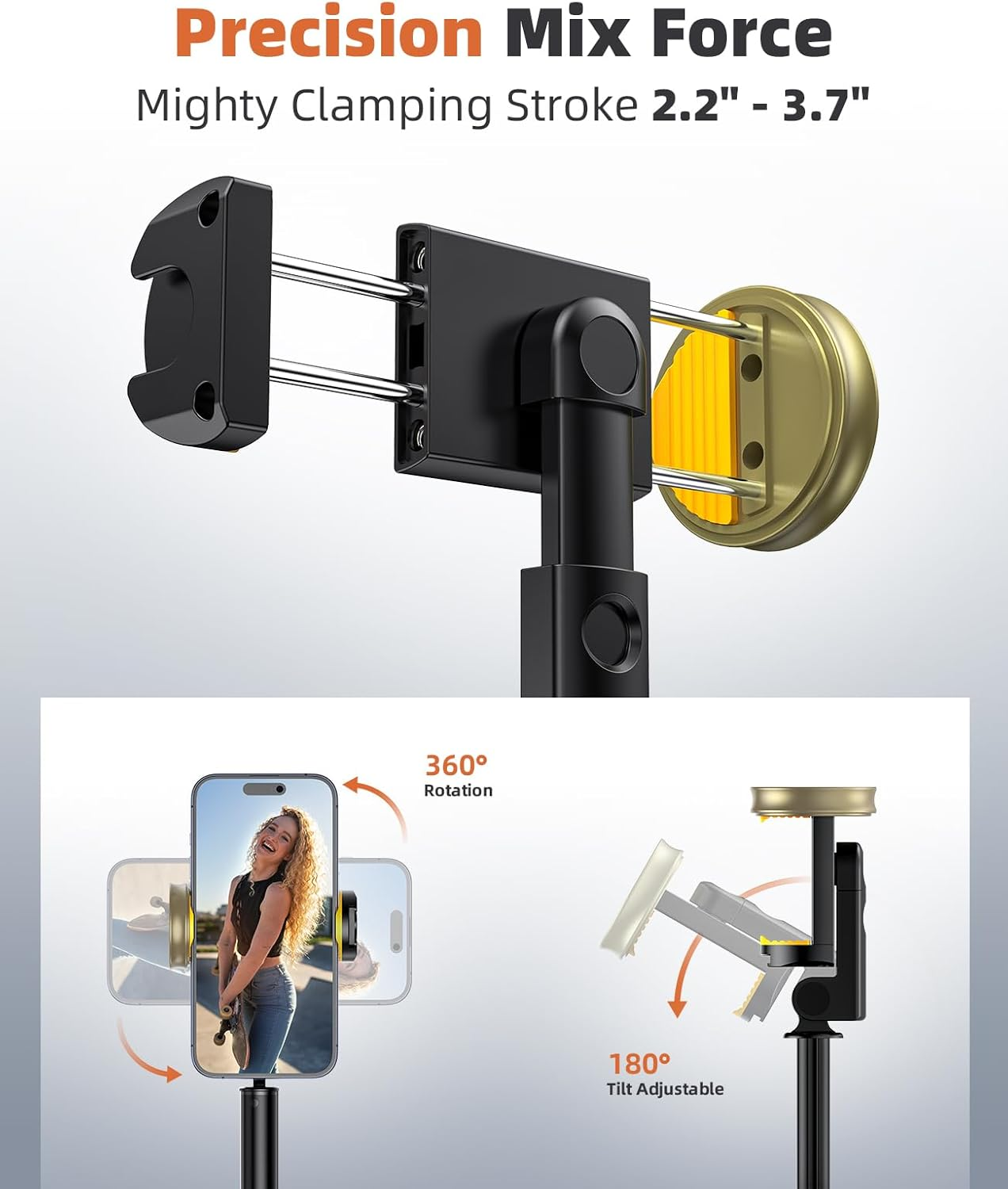 Vimose 62" Phone Tripod Stand & Selfie Stick with Remote, Unified All-In-1 Extendable Cell Phonetripod for Iphone/Android image number 3
