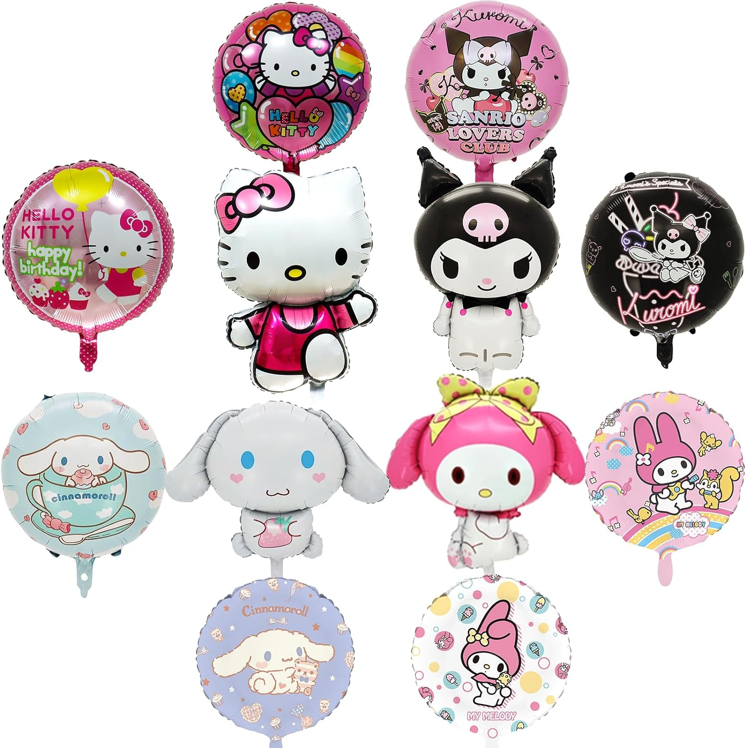 AVONO 12Pcs Kitty & Friends Foil Balloons for Kawaii Party Decorations, Pink Kitty Party Balloons for Girls Kids Favors image number 1