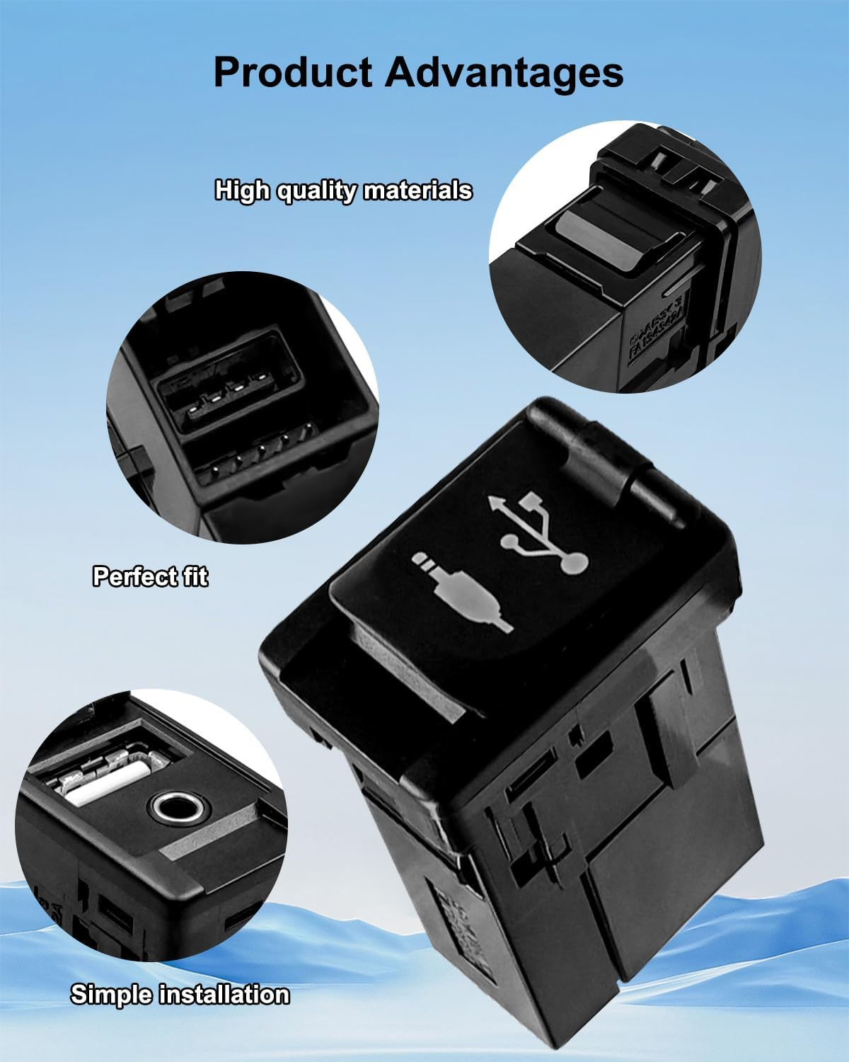 Car USB Port Adapter Socket with 4-Pin USB-A Interface and 6-Pin AUX Interface Replace 86190-0R010 86190-52060 Fit for Toyota Avalon RAV4 Camry Corolla Highlander Tacoma Prius C Sienna Yaris image number 2