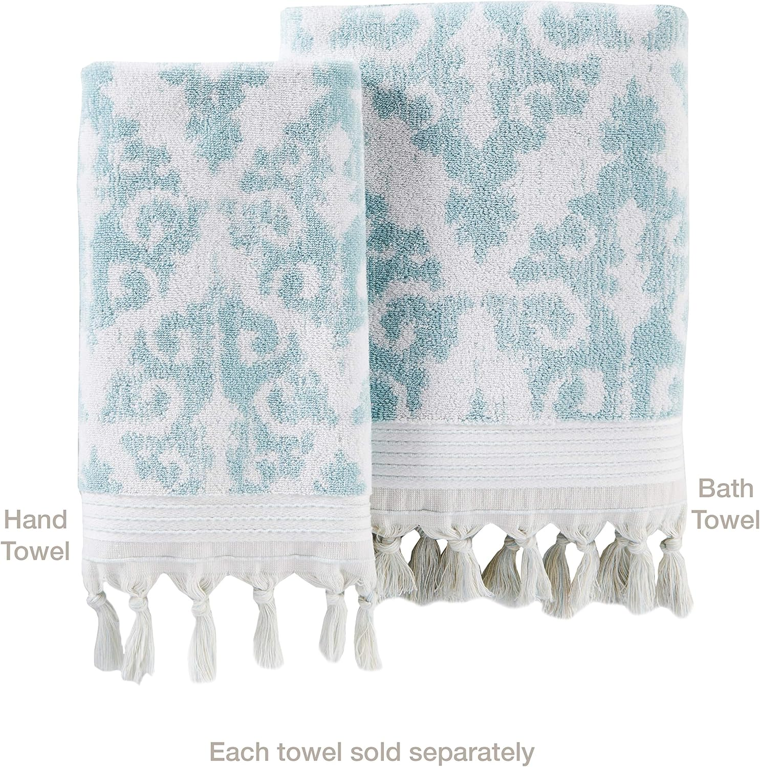 SKL Home by Saturday Knight Ltd. Mirage Fringe 100% Turkish Cotton Hand Towel Set, Aqua