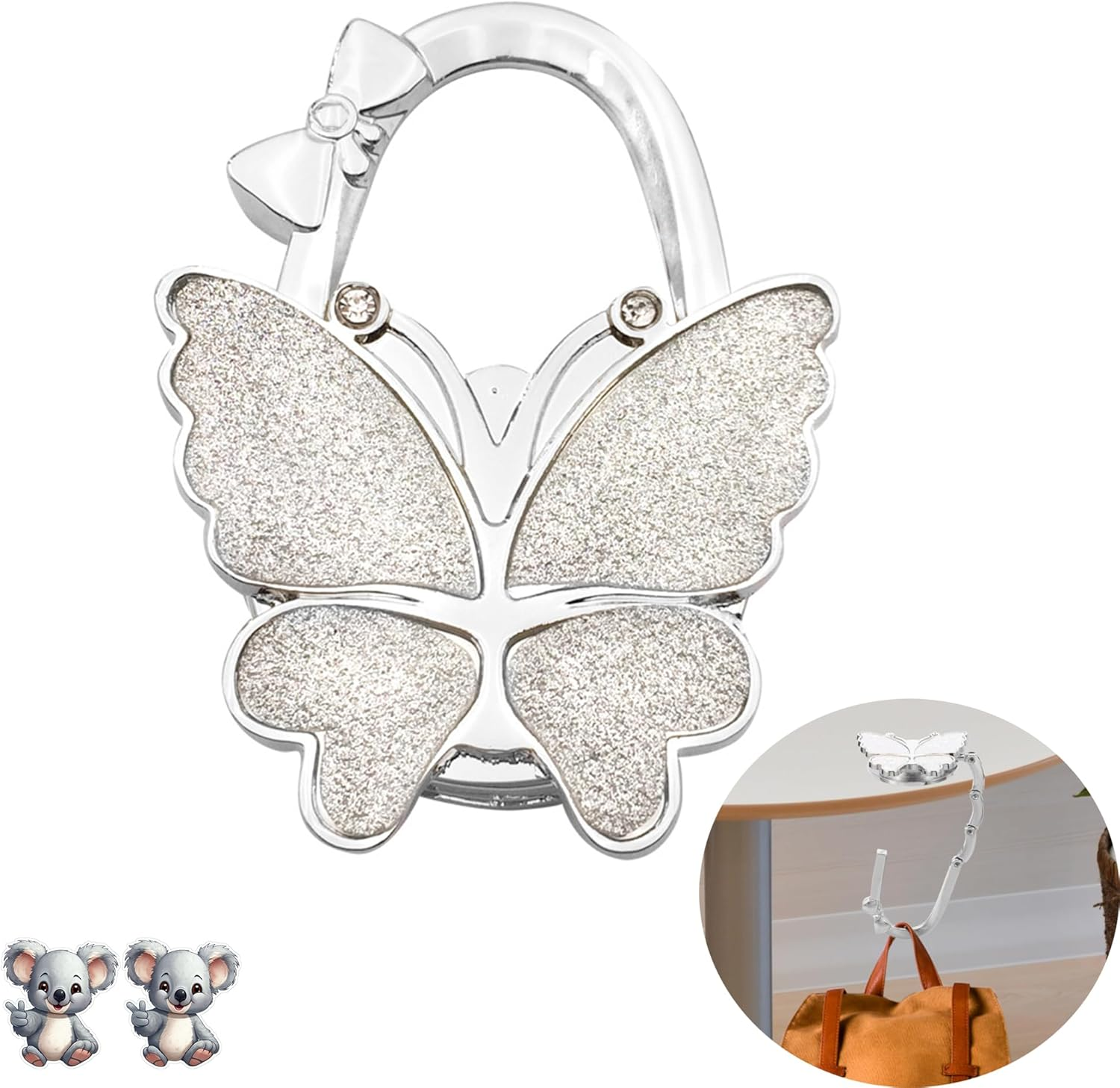 Under Table Top Cute Purse Bag Backpack Travel Hook Women'S Handbag Desk Instant Hanger Foldable Mobile Pocketbook Holder Magnet Portable Decorative Bling Clip Light Restaurant Bar Office Gadget Gift