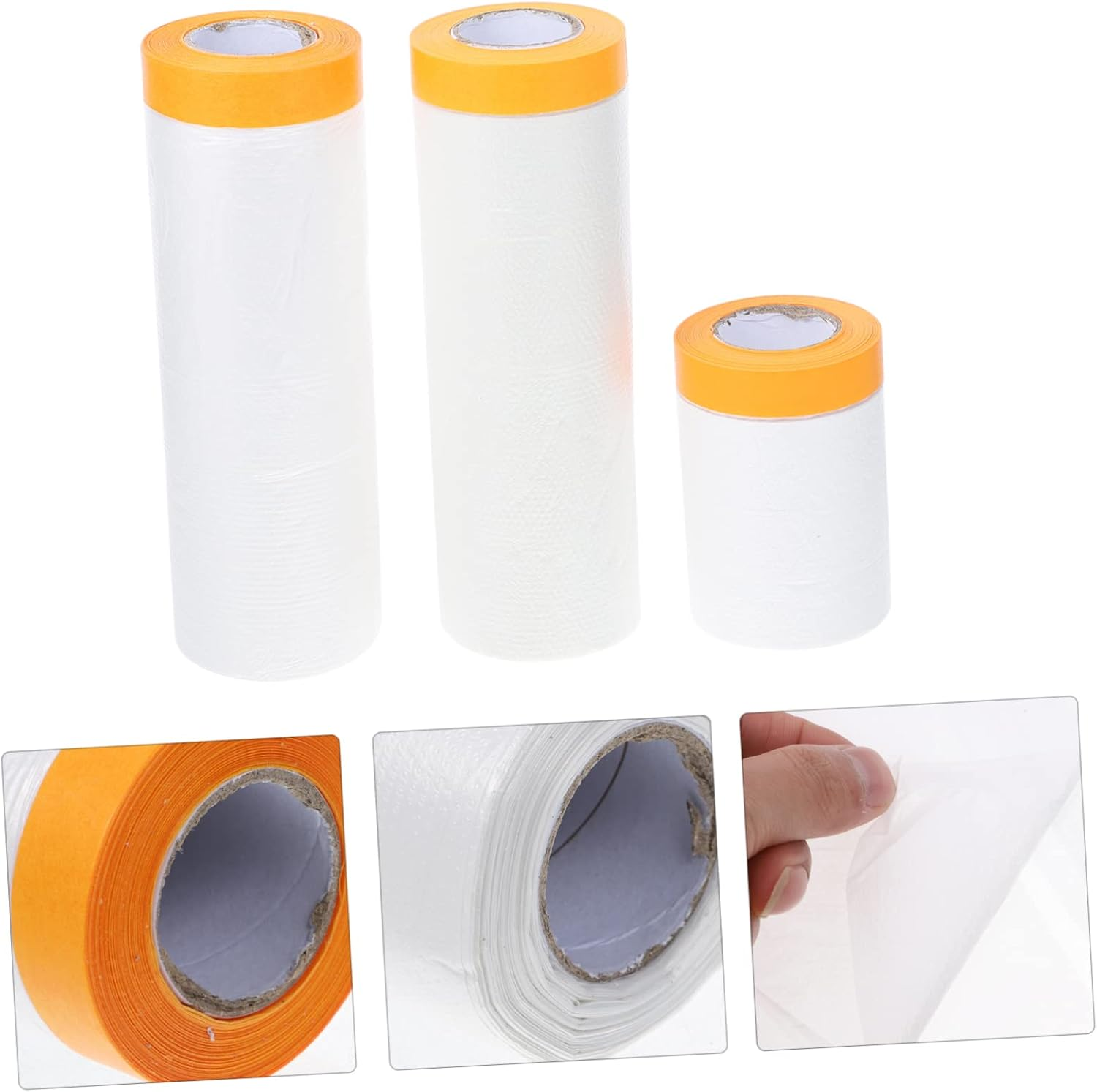 3 Rolls Masking Paper for Painting 20 Meters Auto Masking Film for Car Paint Furniture Protection Window Frames Light Household Appliances Picnic Mat Covering image number 2