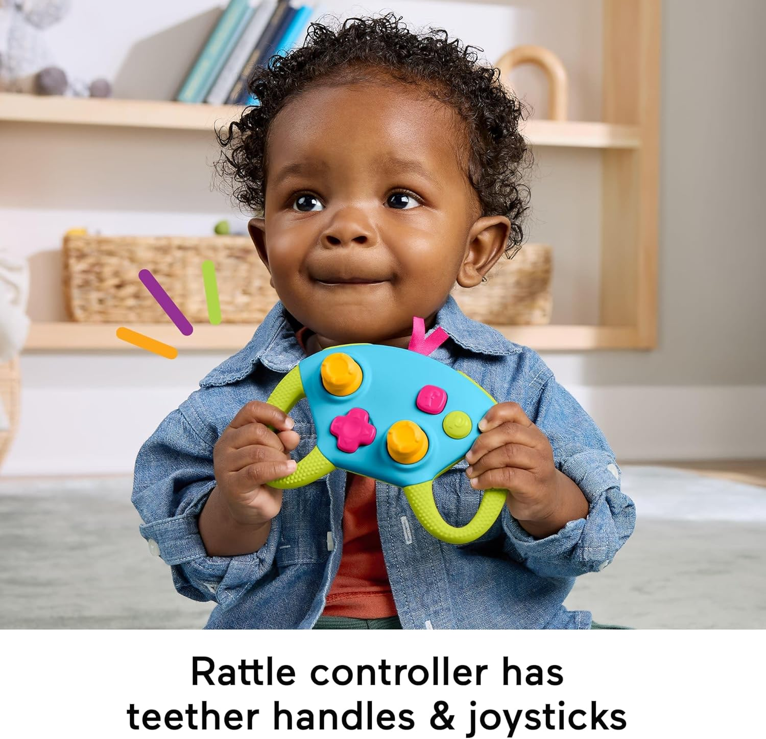 Fisher-Price Newborn Toys Level-Up Little Gamer Gift Set, Baby Rattle Teether & Crinkle Activities for Infants Ages 3+ Months