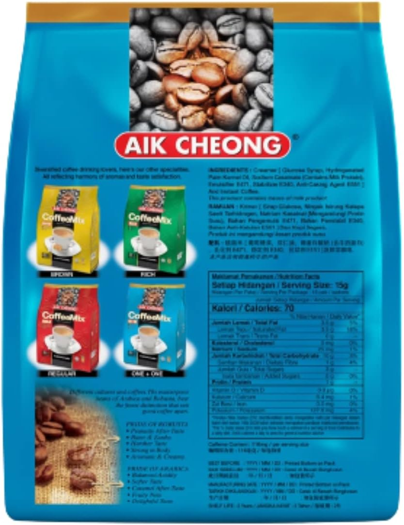 Aik Cheong 2 in 1 Coffee Mix | Instant Coffee with Non-Dairy Creamer | Smooth and Aromatic Coffee Beverage | Convenient 20 G Sachets for Quick Preparation | 12 Pack (300 G Total)