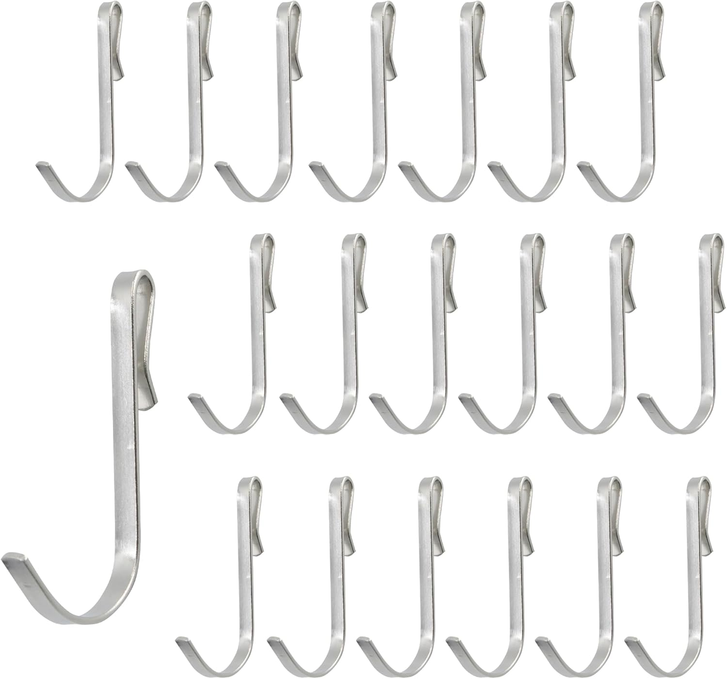 AUXBC 20Pcs J Shaped Hook Stainless Steel Hanger Hooks Clip-On Hook Wire Rack Hook Hanging Sink Grid Hook Shelf Hooks for Kitchen Bedroom Office, Black