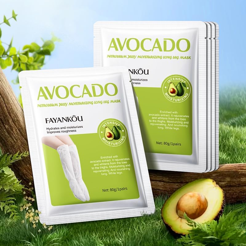 Avocado Moisturising Leg Mask, Exfoliating Foot Treatment, 5 Pairs image number 6
