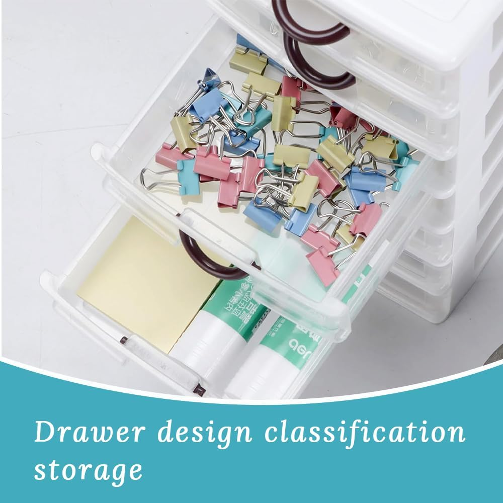 2 Pack Plastic Drawers Organizer, Desktop Cosmetics Drawer Storage Cabinet,Wear-Resistant Waterproof and Dustproof, for Office Supplies, Cosmetics, Jewelry, Sewing Supplies, Crafts (White) image number 1