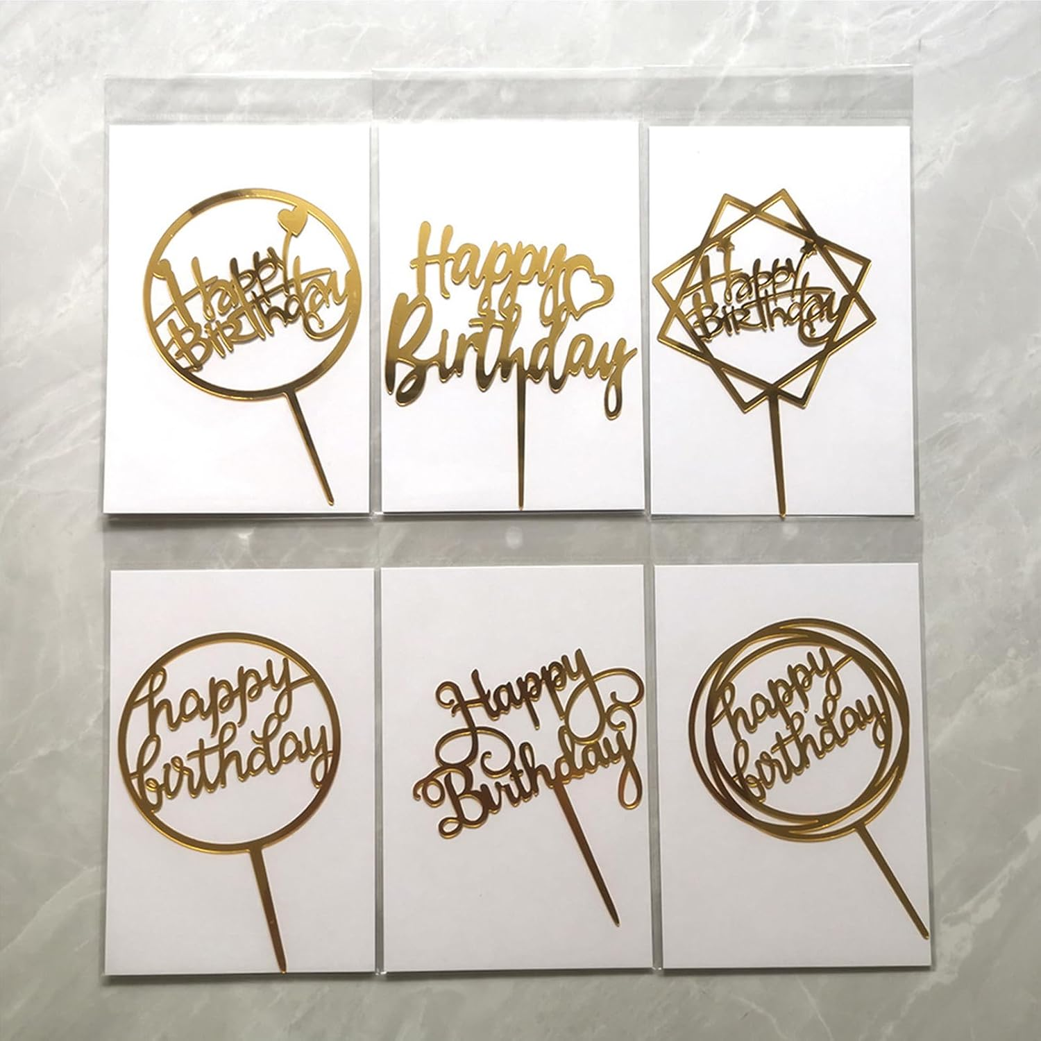 3 Colors Birthday Cake Topper Set - Double-Sided Glitter Acrylic Happy Birthday Cake Toppers & Cupcake Toppers for Birthday Party Decorations, Wedding, Anniversary, DIY Dessert Decor (18 PCS) image number 4