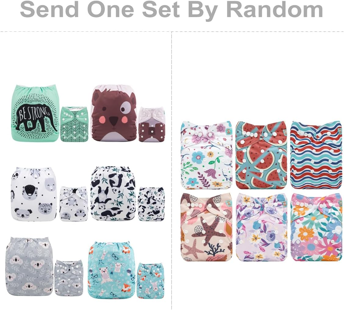 ALVABABY Baby Cloth Diaper 6 Packs with 12 Inserts Cloth Diaper Covers Adjustable Washable Reusable for Baby Girls Boys image number 6