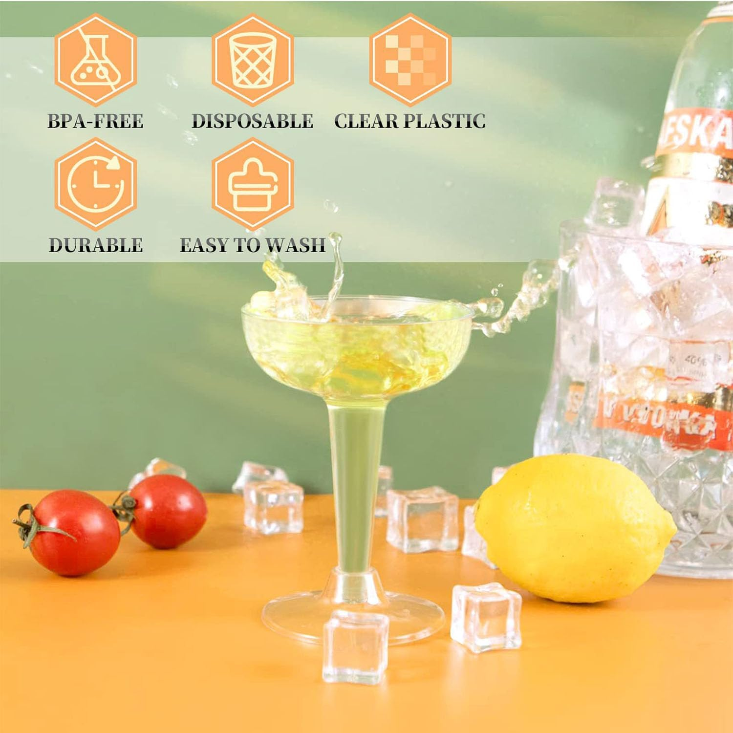 WADY 30 Pack Plastic Champagne Flutes, 120ML Plastic Champagne Glasses, 4 OZ Plastic Glitter Champagne Flutes, Perfect for Wedding, Thanksgiving Day, Christmas, Birthdays, Outdoor & Parties (Clear) image number 4