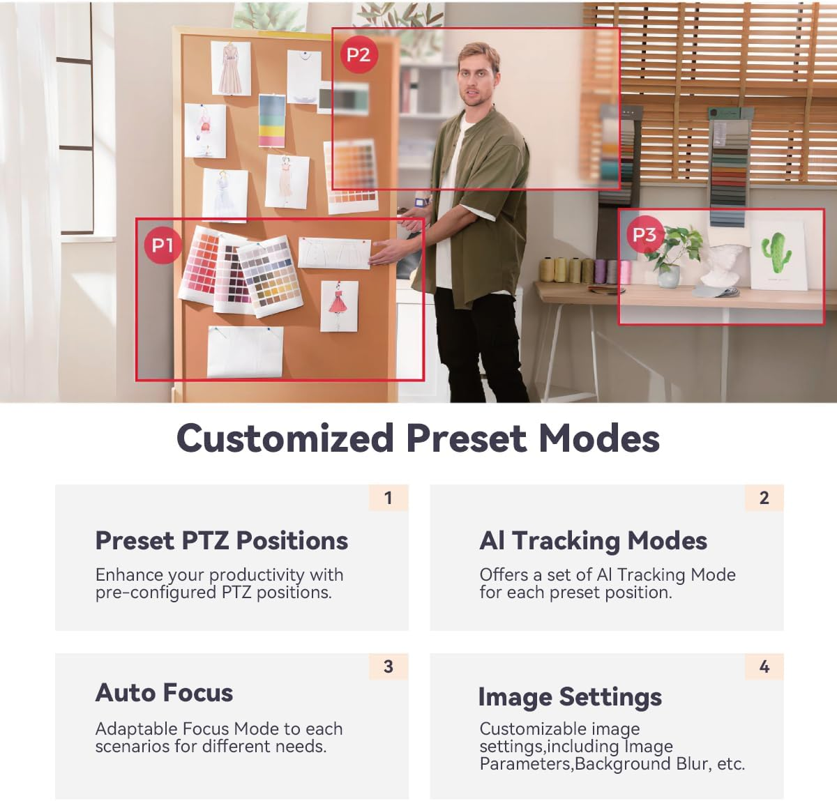 OBSBOT Tiny 2 Lite Ai-Powered 4K PTZ Webcam Stunning UHD 4K Resolution 1/2&rdquo; CMOS Sensor 4X Digital Zoom AI Auto Tracking with Auto Zoom Gesture Control 2.0 image number 3