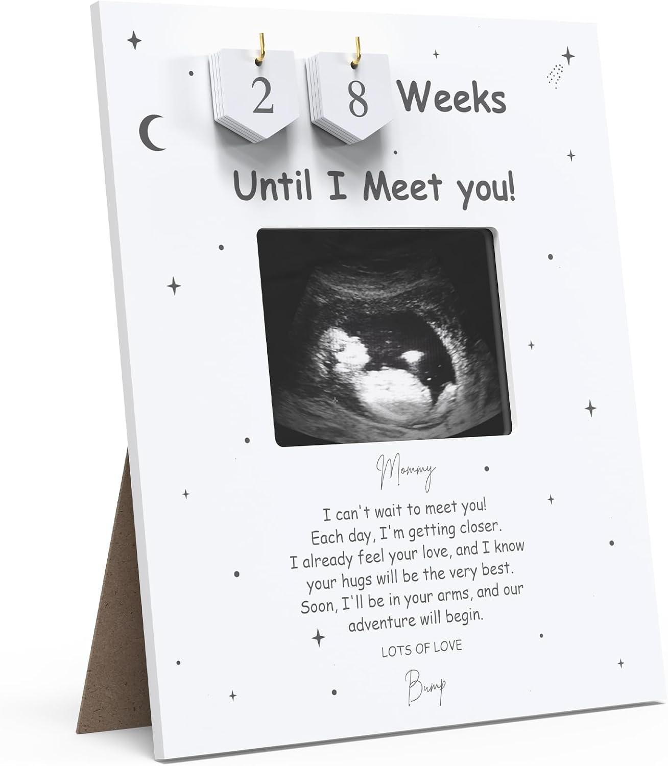 Sonogram Picture Frame Countdown Weeks - Baby Shower Welcome Sign - Standard 4"X3" Ultrasound Photo - Pregnancy Announcements Ideas - Gender Reveal Gifts - New Mom Expecting Parents to Be Keepsake image number 3