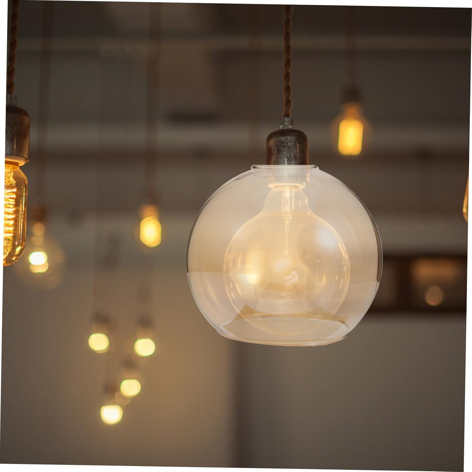 DOITOOL Amber Glass Pendant Lamp Shade Double Opening Globe Cover 150Mm Diameter 42-45Mm Fitting for Modern Hanging and Fixtures image number 3