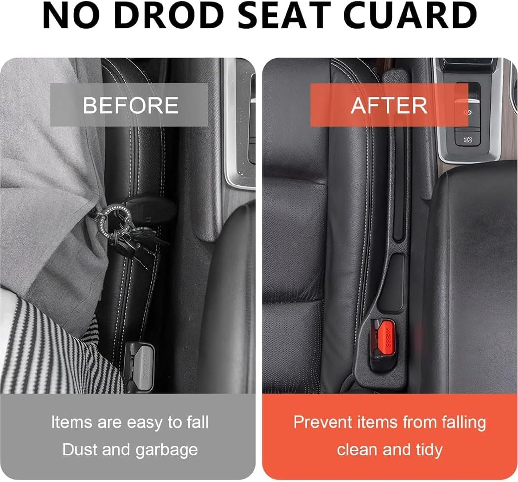 Aufondof 2 Pack Car Seat Gap Filler with Storage Organizer, Leather Car Filler Universal Fit for Cars SUV Truck,Easy to Install, Red (Red) image number 4